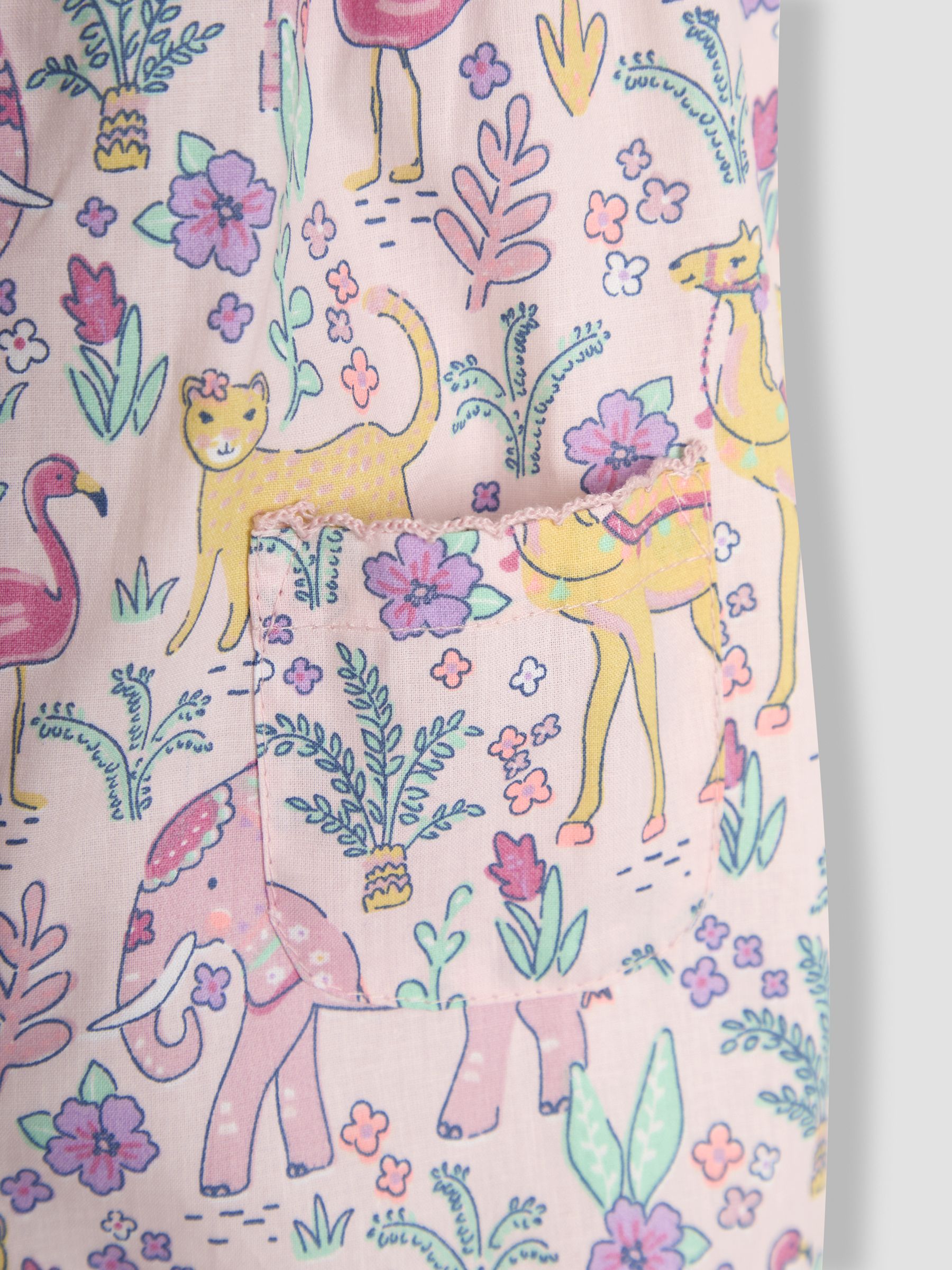 Coral Pink Tropical Animals Pretty Ruffle Shoulder Sunsuit - Image 3 of 3