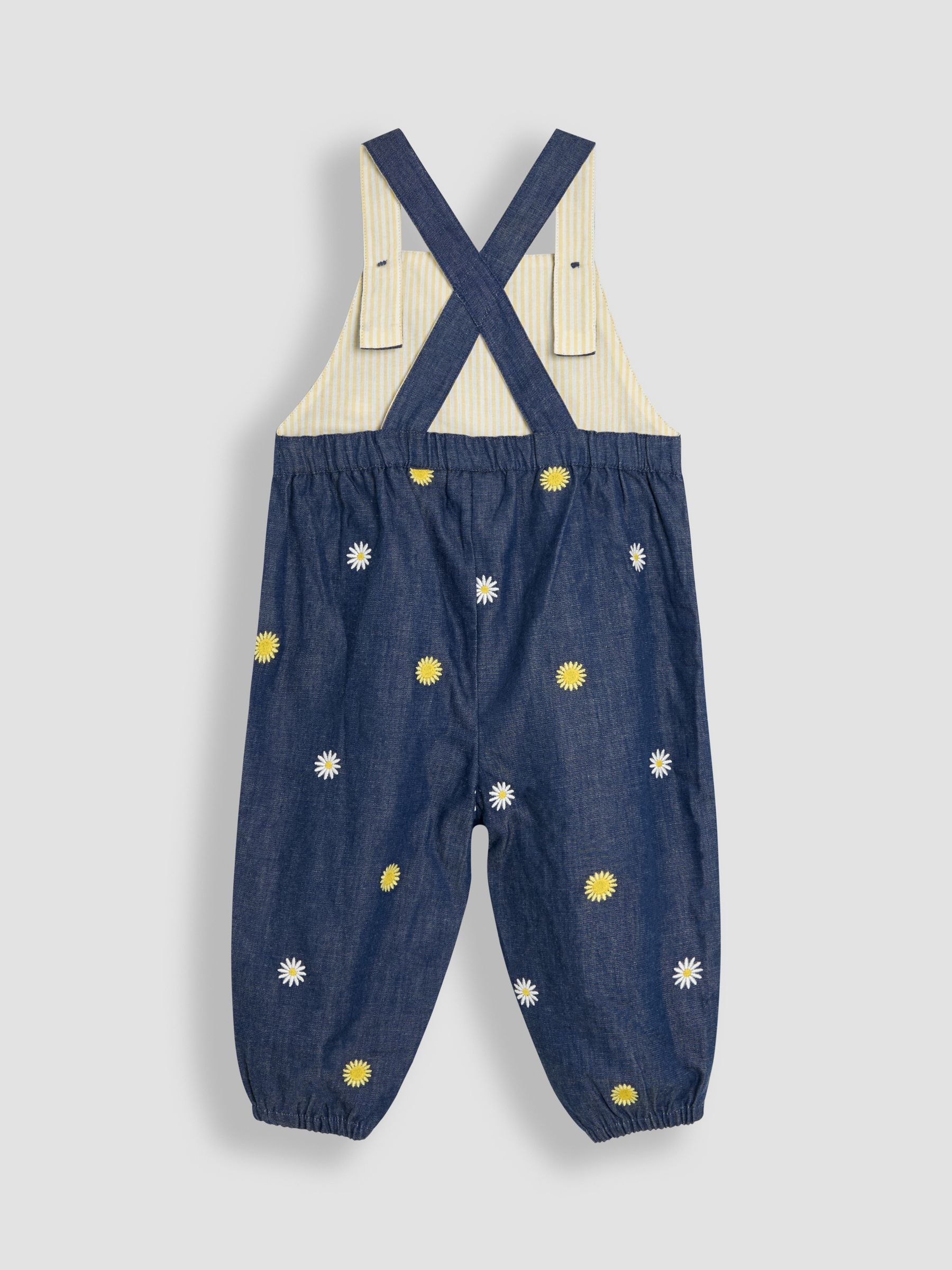 Chambray Blue Daisy & Sunflower Floral Print Embroidered Dungarees - Image 2 of 3
