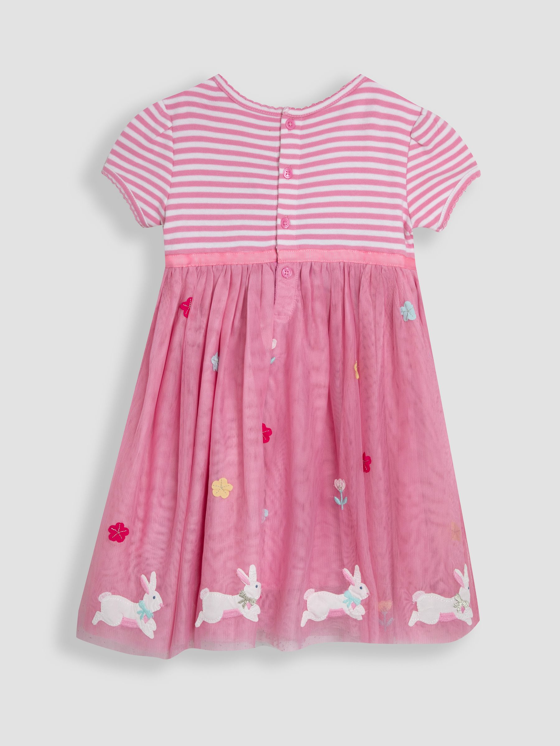 Pink Bunny 100% Cotton Appliqué Hem Tulle Party Dress - Image 2 of 3