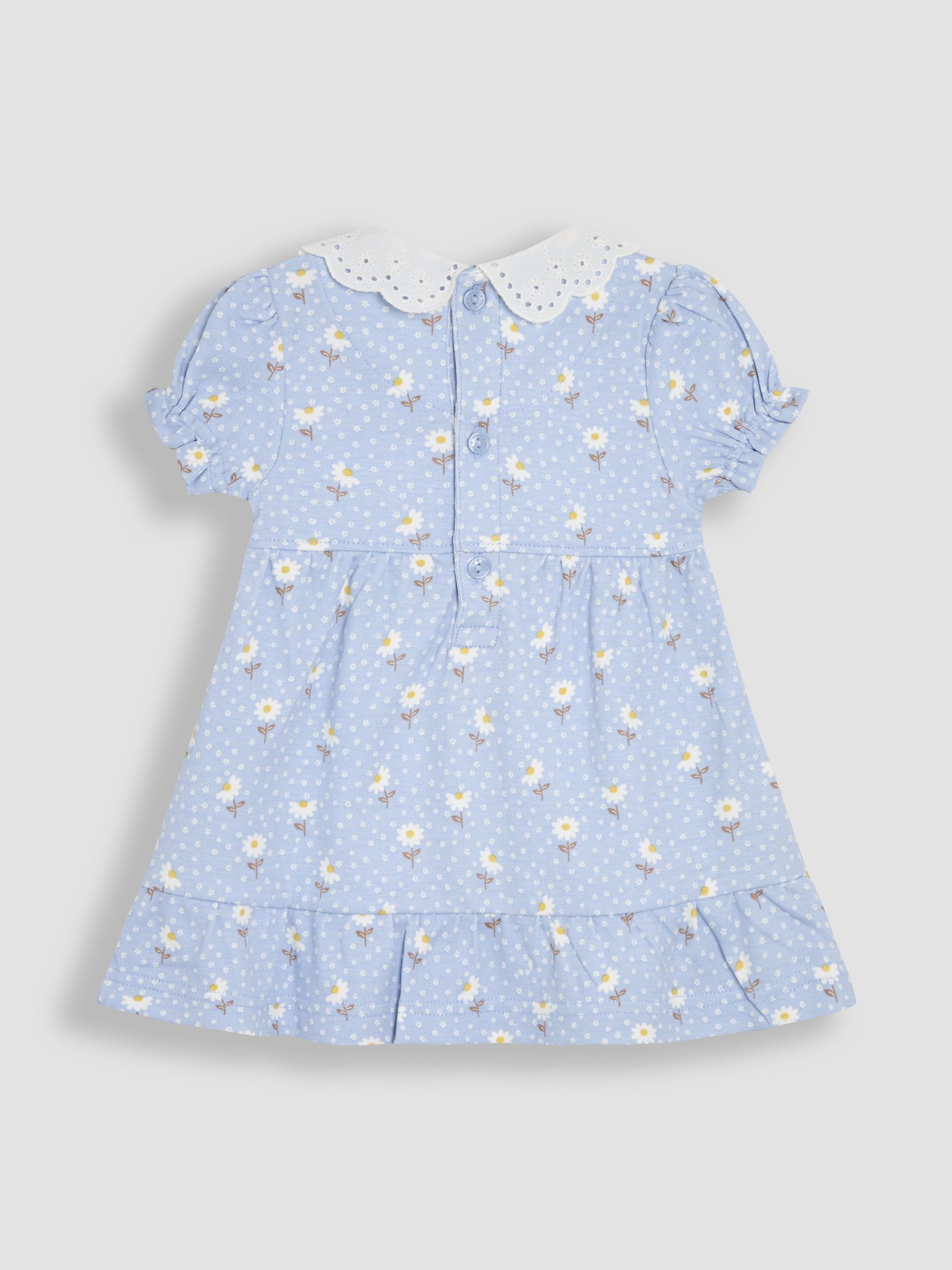 Blue Floral Print Broderie Collar Smocked Dress - Image 2 of 3
