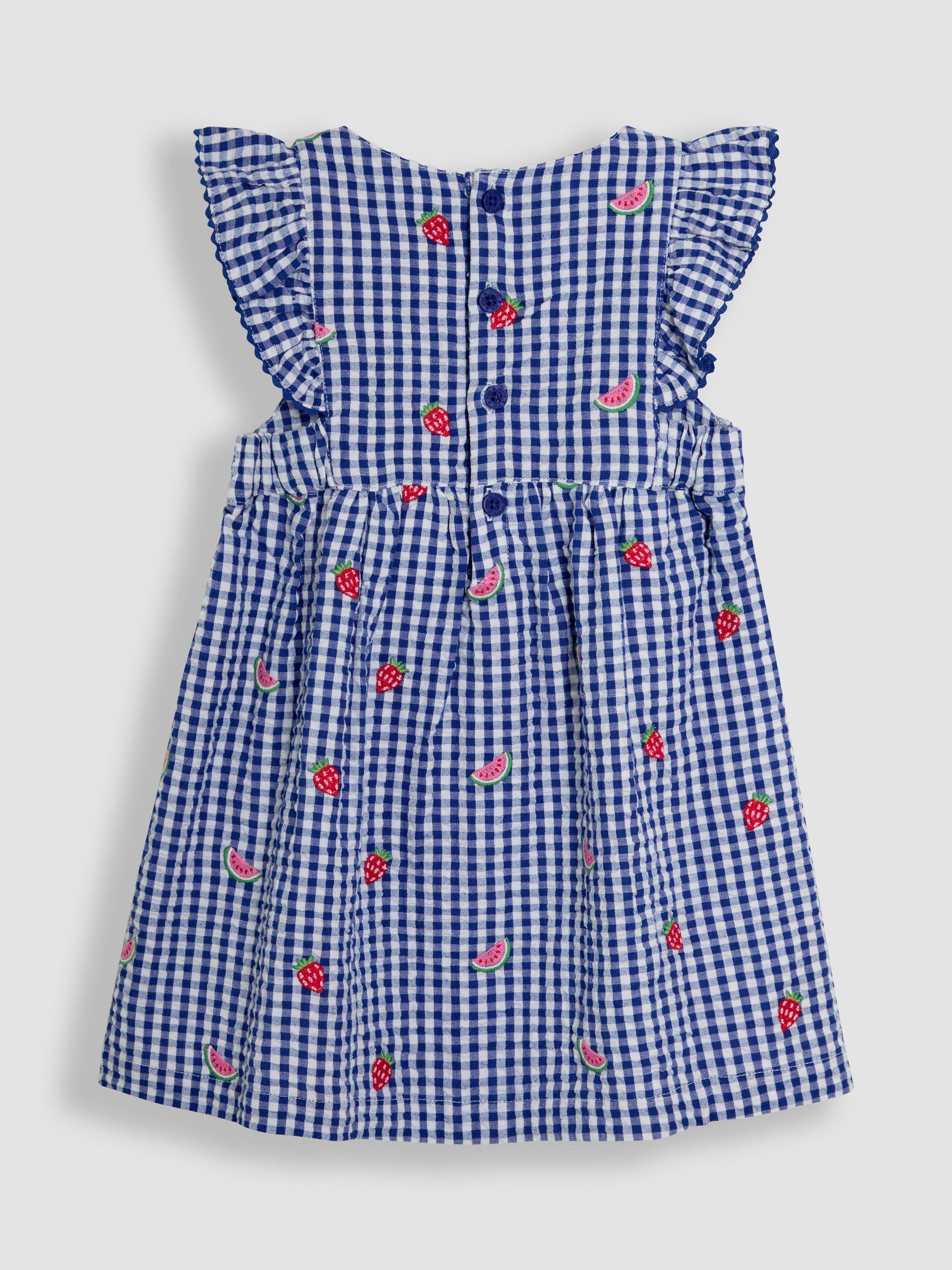Blue Strawberry & Watermelon Embroidered Pretty Summer Dress - Image 2 of 3