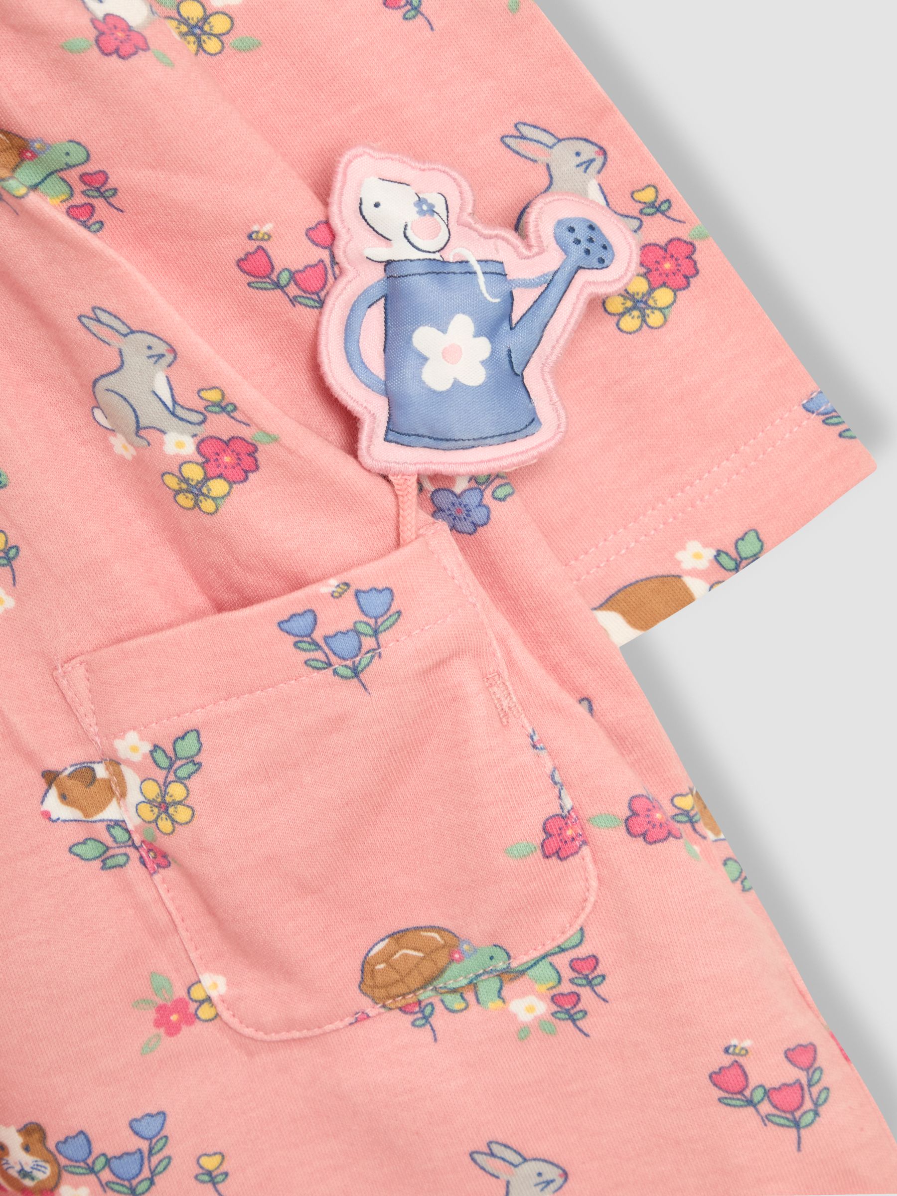 Pink Guinea Pig & Friends 100% Cotton Peter Pan Collar Button Front Long Sleeve Dress - Image 4 of 4