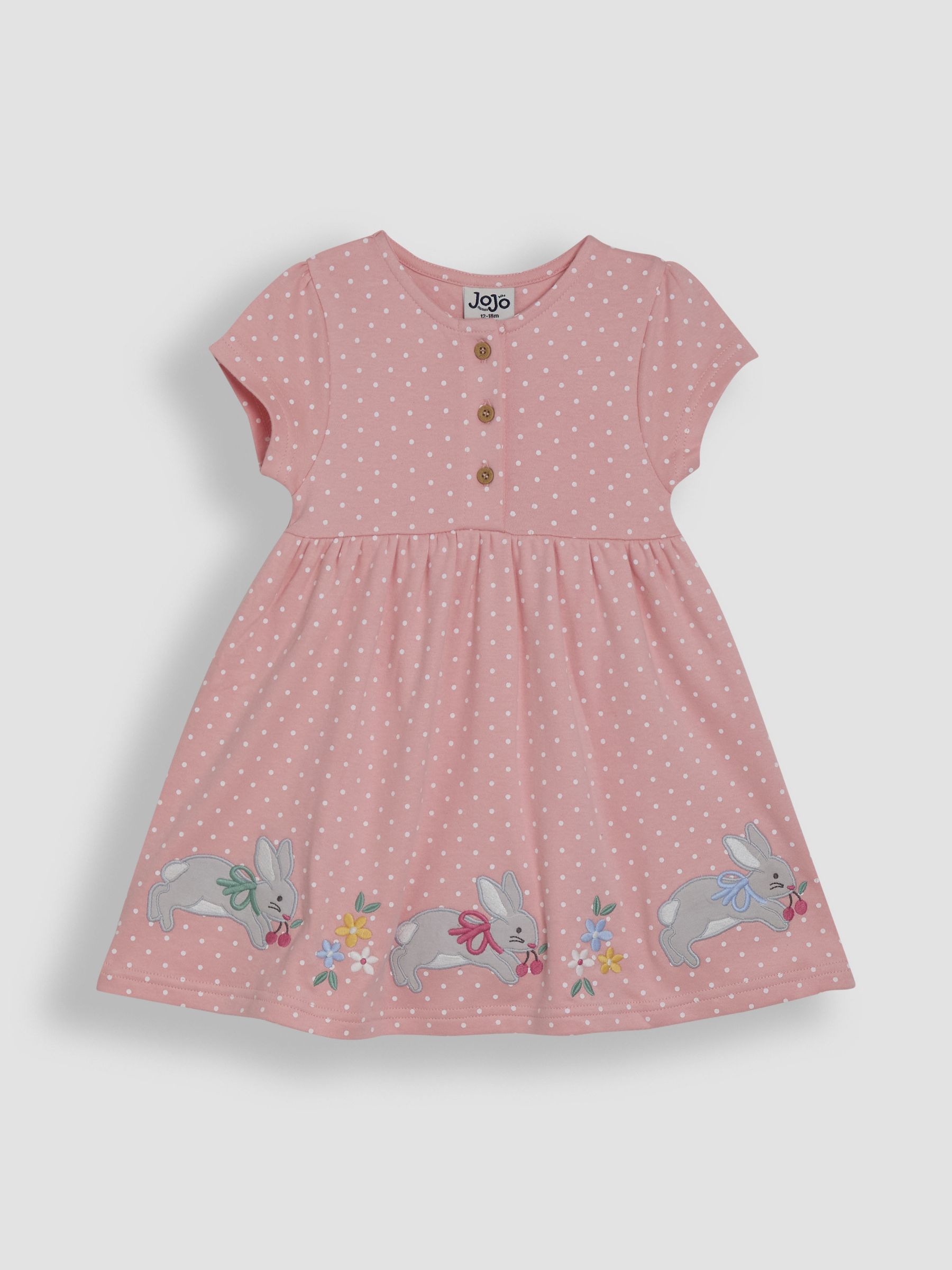 Pink Bunny Appliqué Button Front Dress - Image 1 of 3