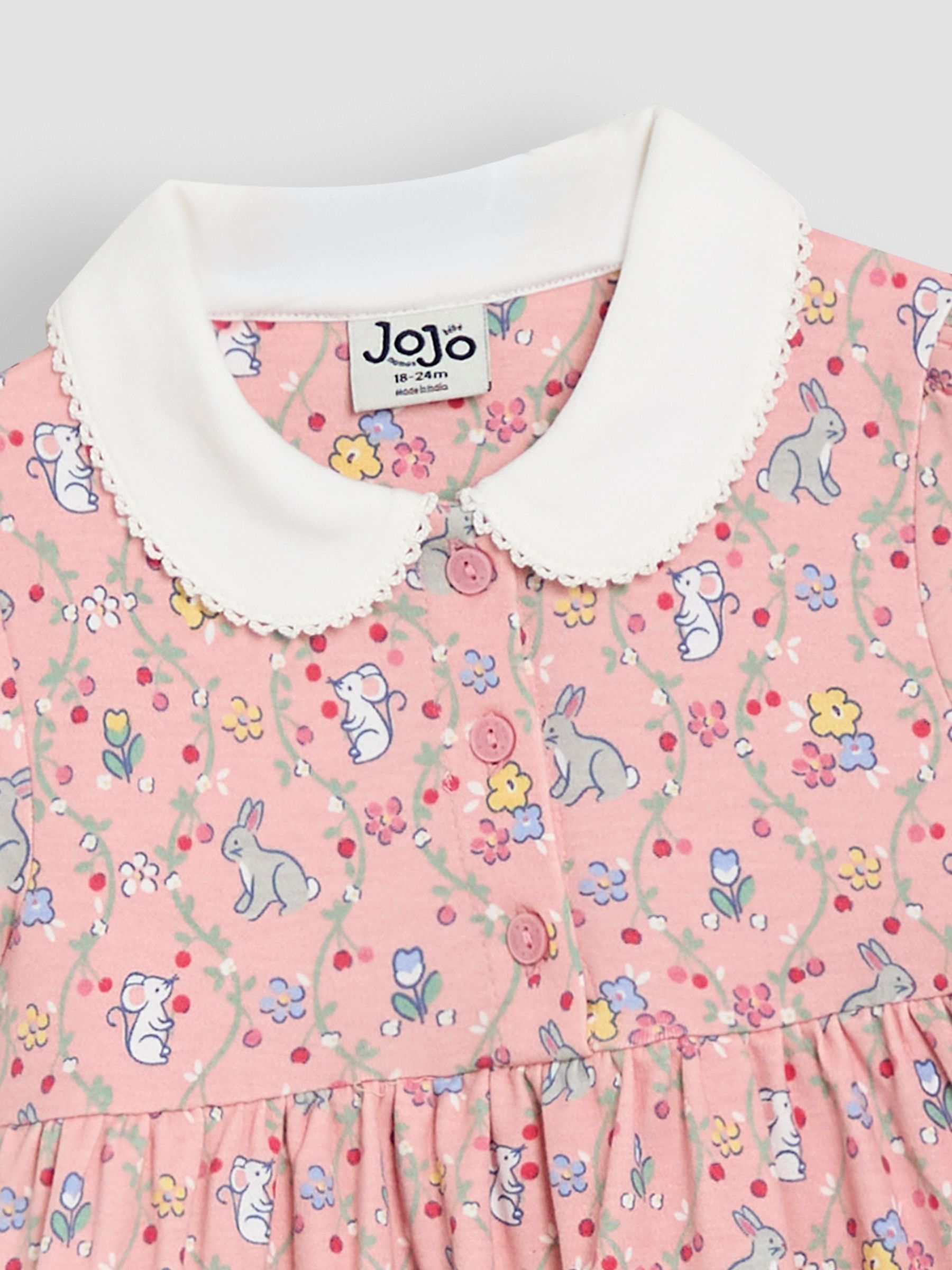 Pink Bunny Peter Pan Collar Button Front Dress - Image 4 of 4