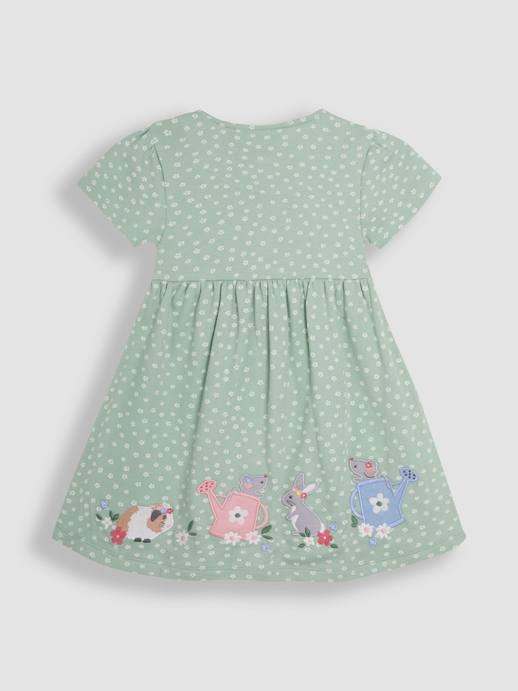 Green Guinea Pig & Friends Appliqué Button Front Dress - Image 2 of 2