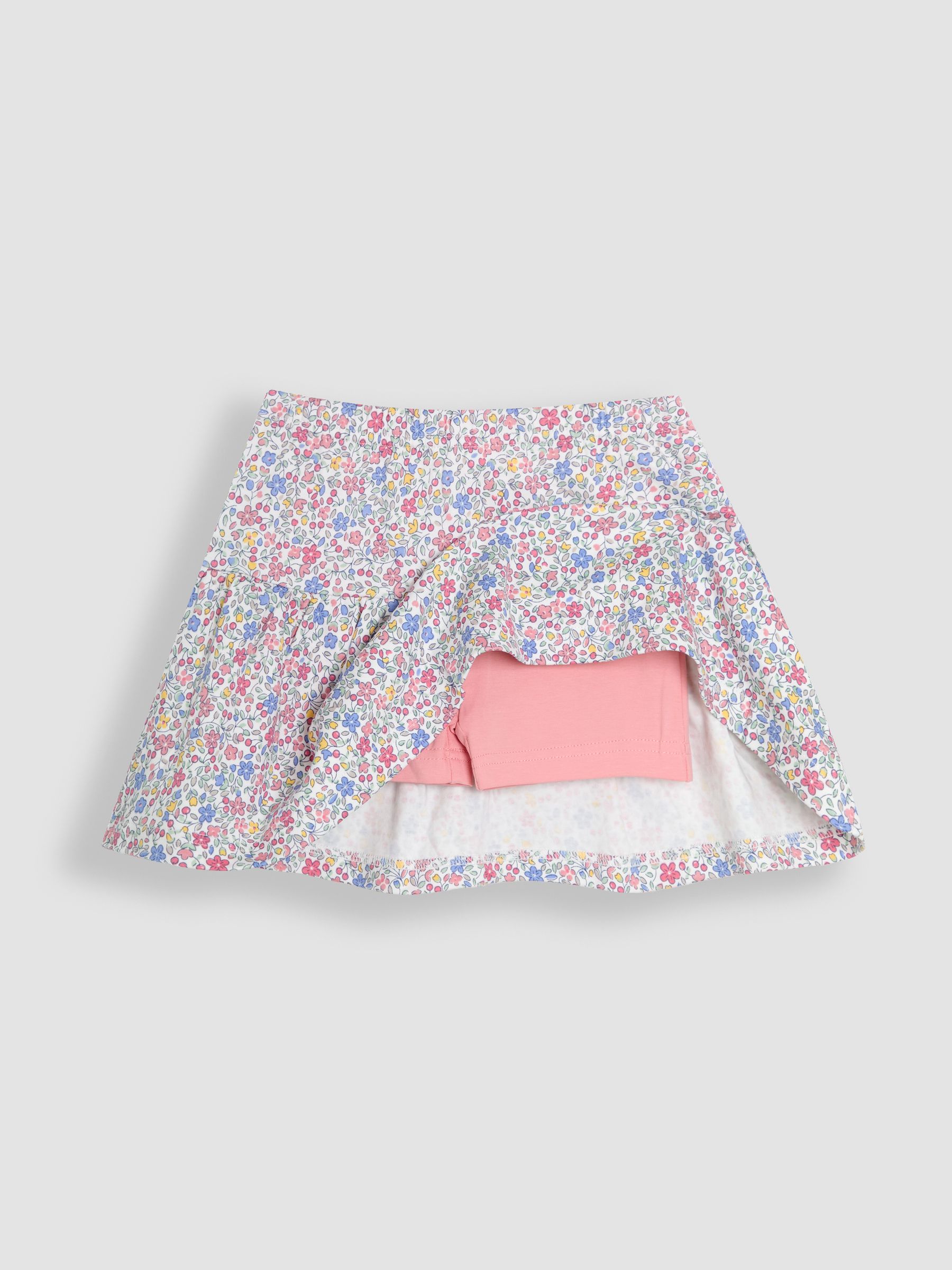 Pink Cherry Ditsy Floral Print Printed 100% Cotton Skort - Image 2 of 3
