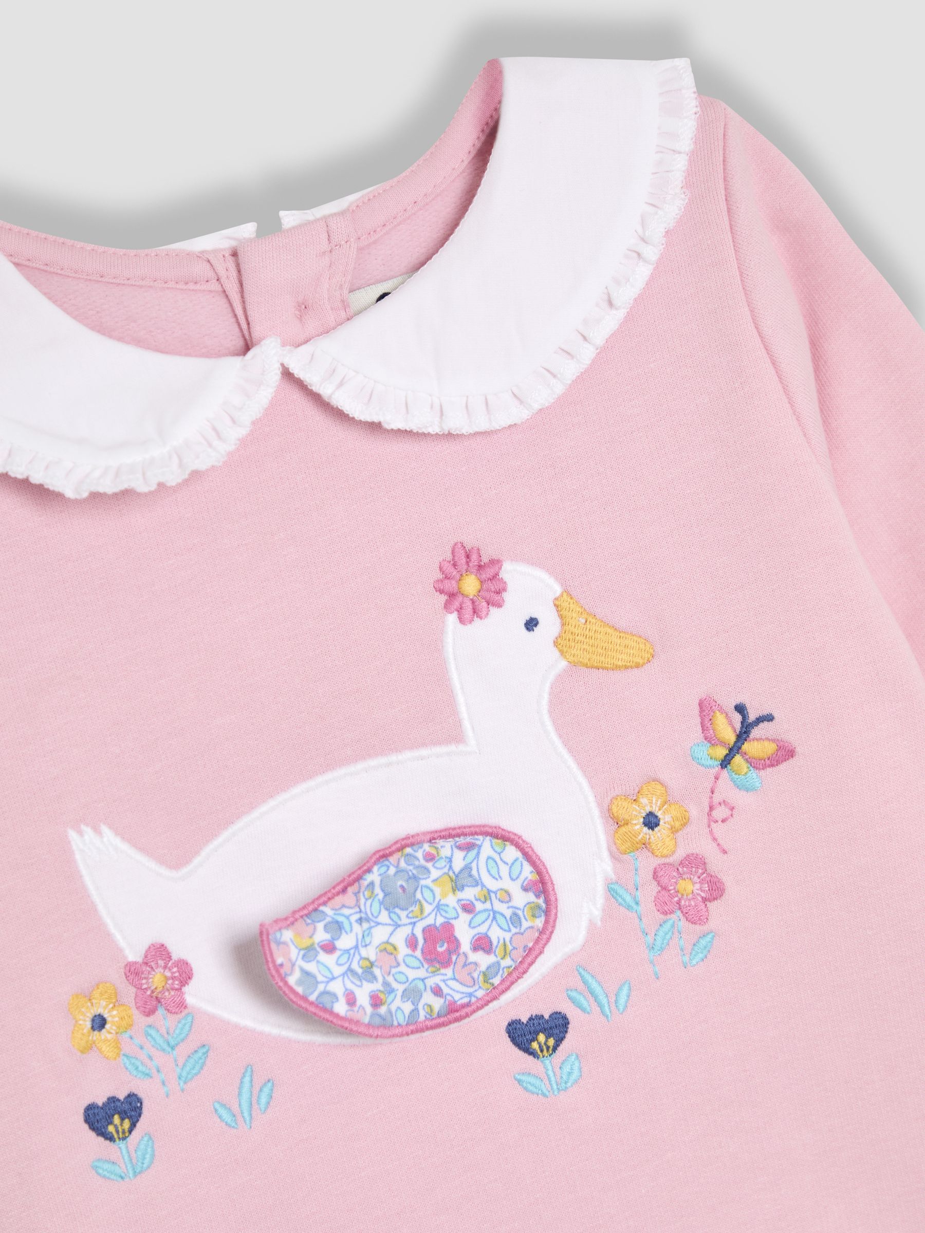 Pink Duck Frill Collar Appliqué 100% Cotton Sweatshirt - Image 4 of 4