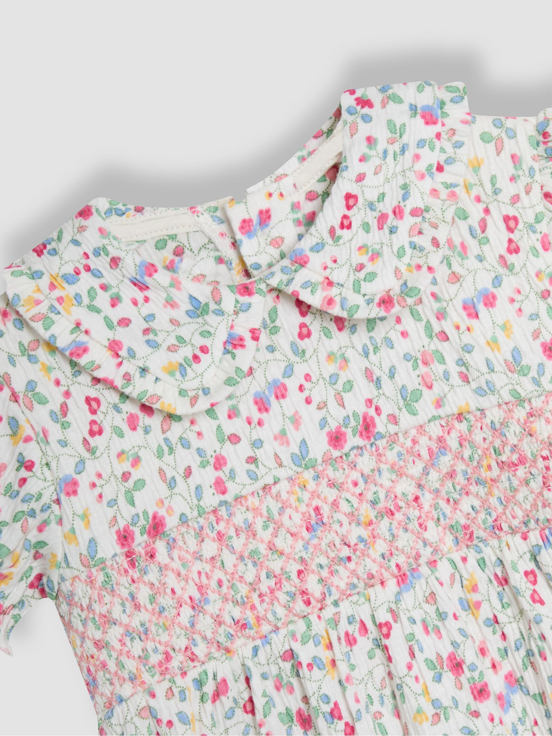 Pink Ditsy Floral Smocked Jersey Dress - Image 6 of 6