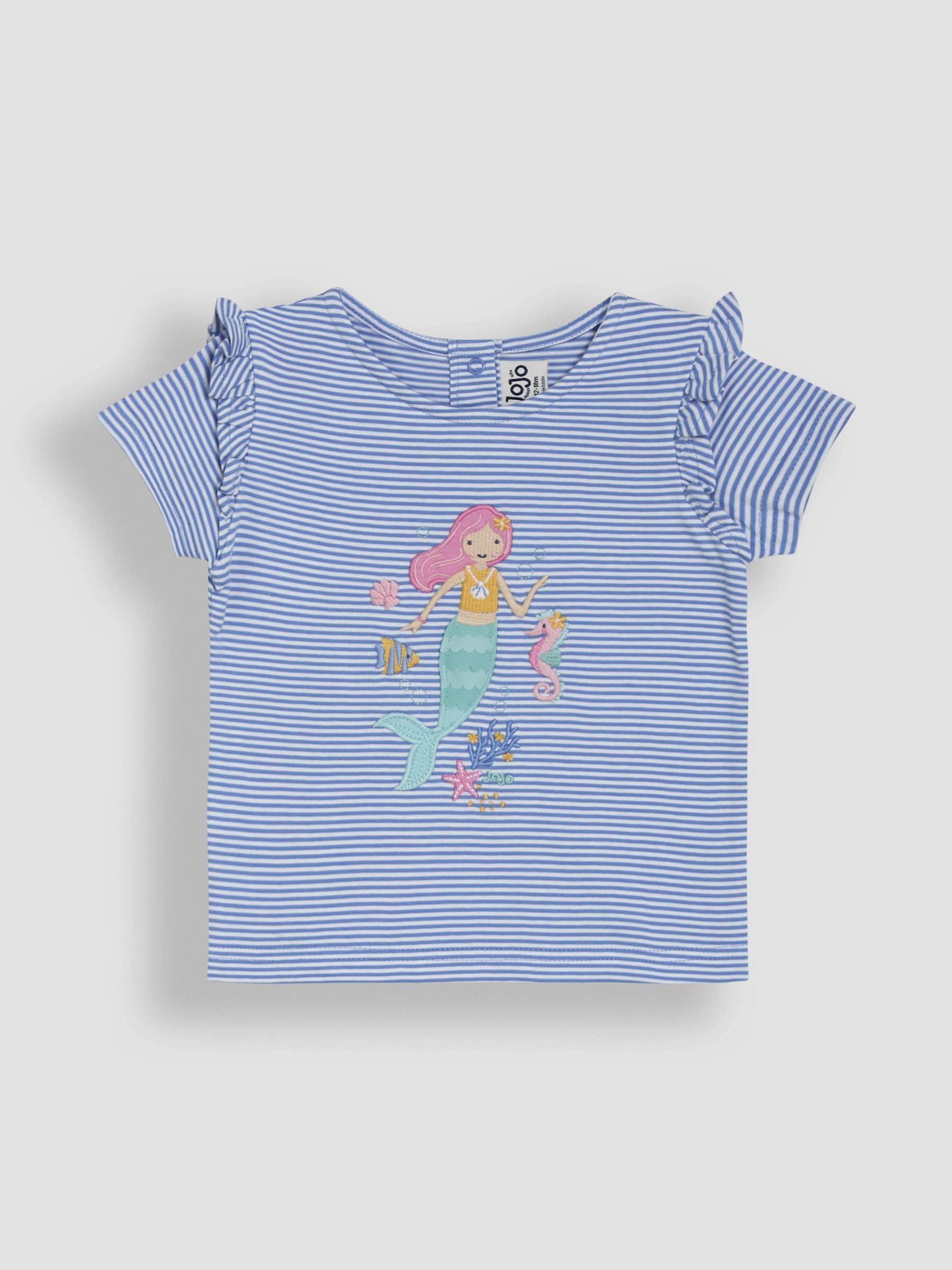 Blue Mermaid Appliqué Frill Shoulder T-Shirt - Image 1 of 3