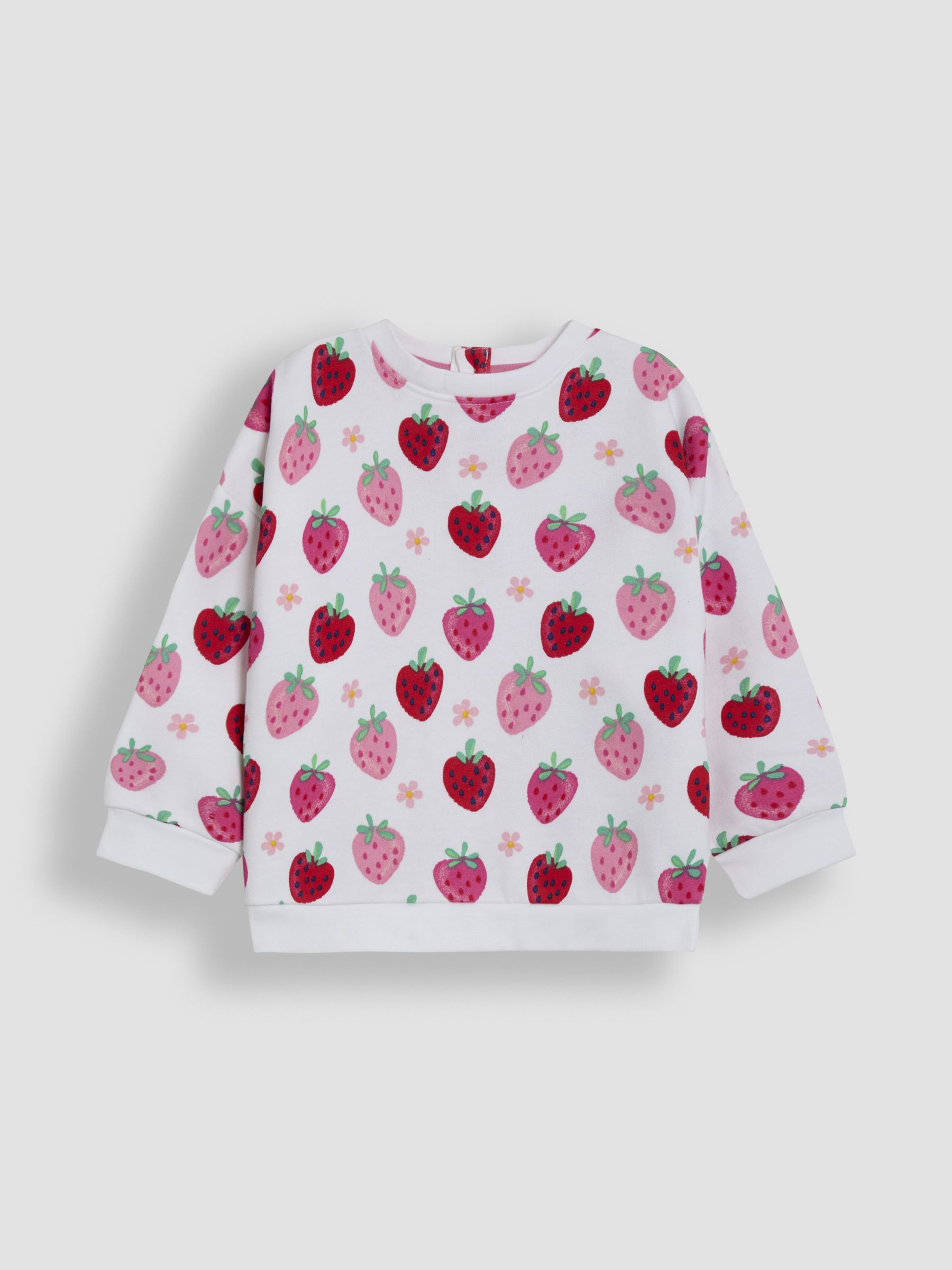 Cream Strawberry Printed Crew Neck Sweatshirt - Image 1 of 3