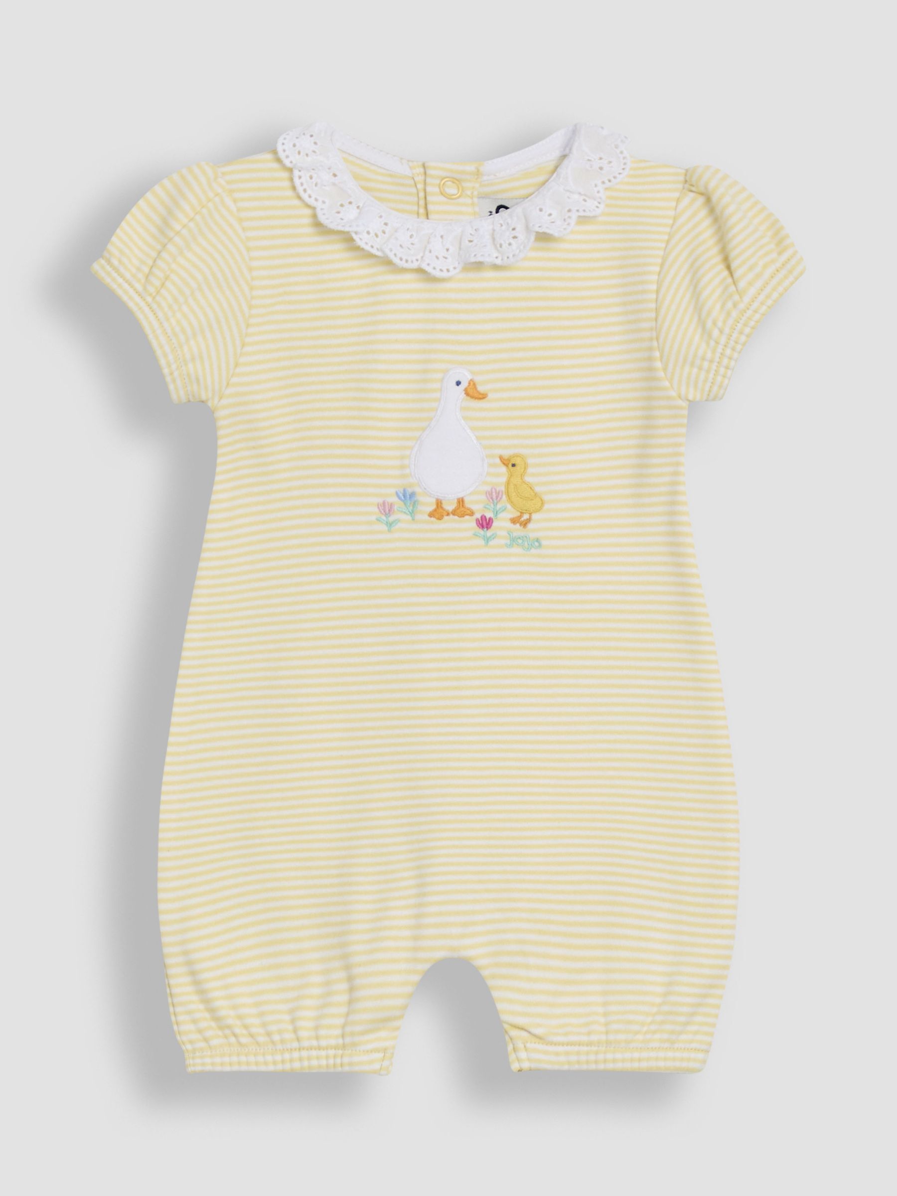 Yellow Duck Broderie Collar 100% Cotton Rompers 2 Pack - Image 2 of 4