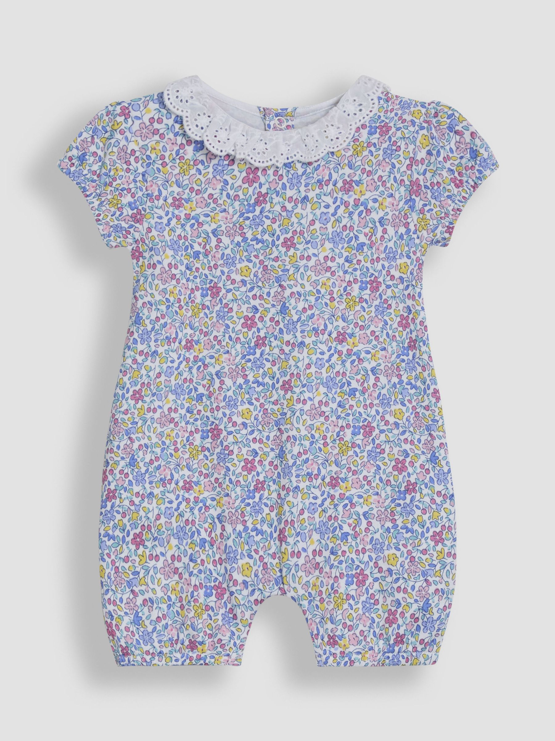 Yellow Duck Broderie Collar 100% Cotton Rompers 2 Pack - Image 4 of 4