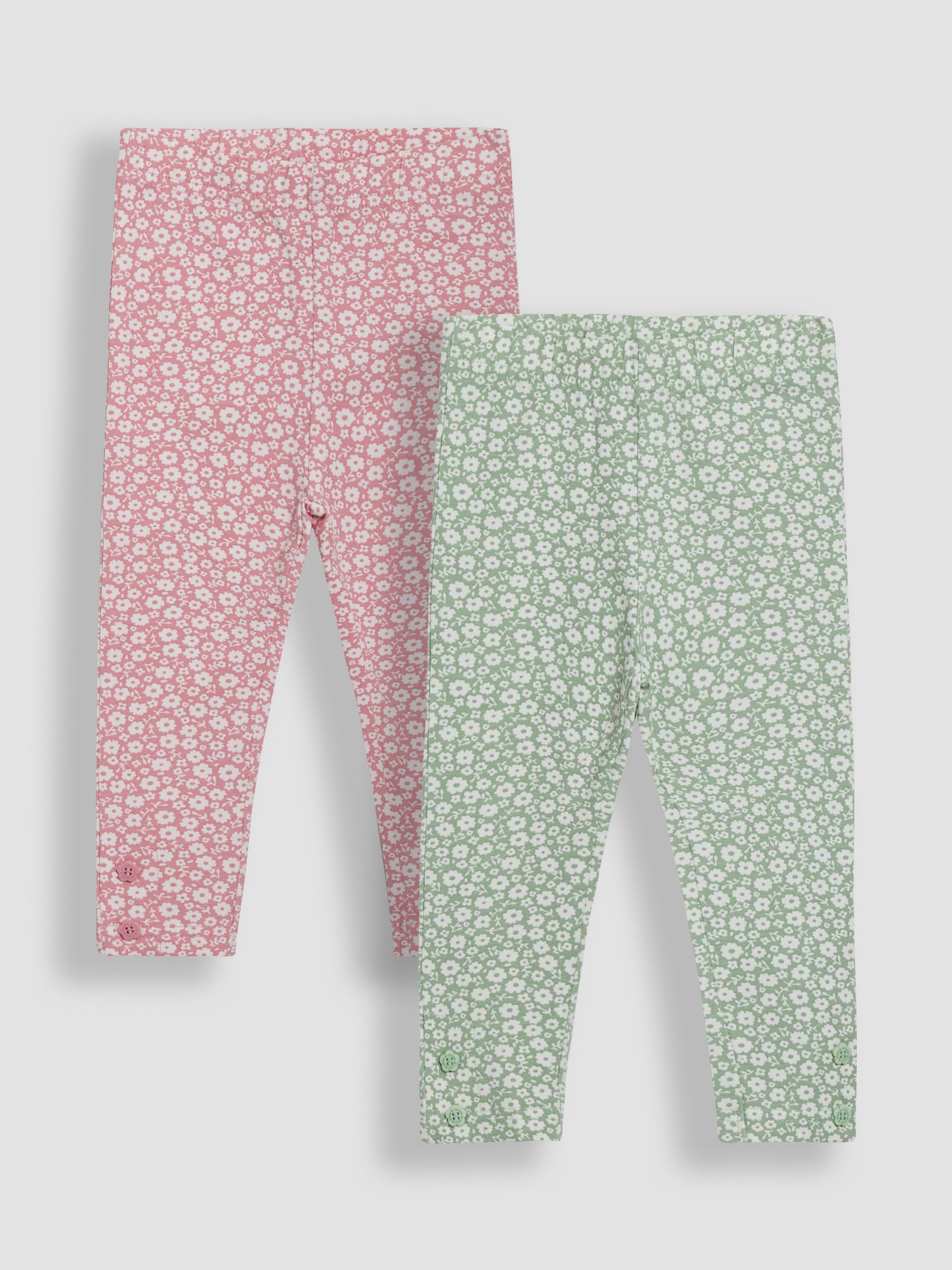 Pastel Green Ditsy Floral Leggings 2 Pack - Image 1 of 5
