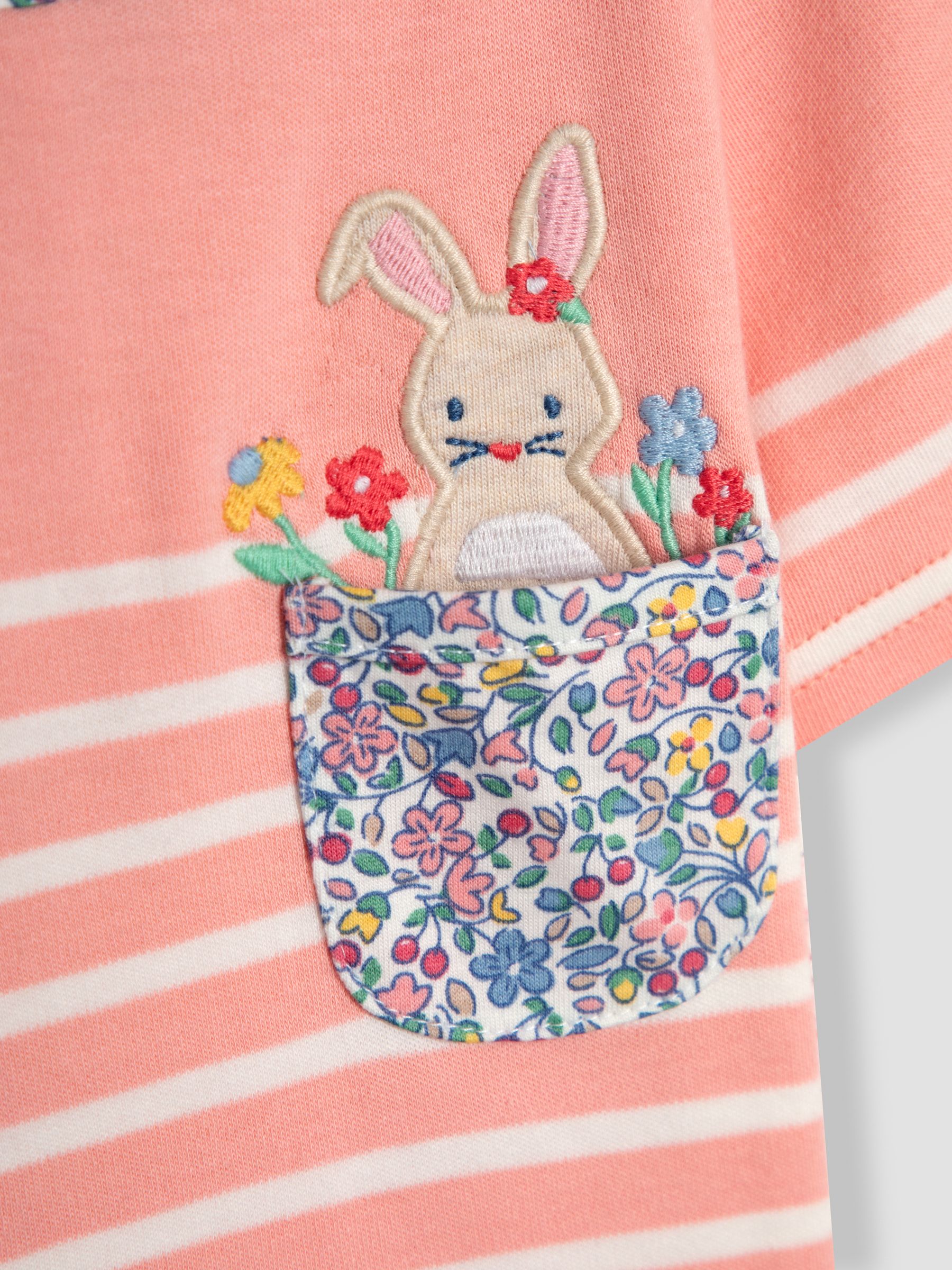 Pink Bunny Appliqué Pocket Breton T-Shirt - Image 3 of 3