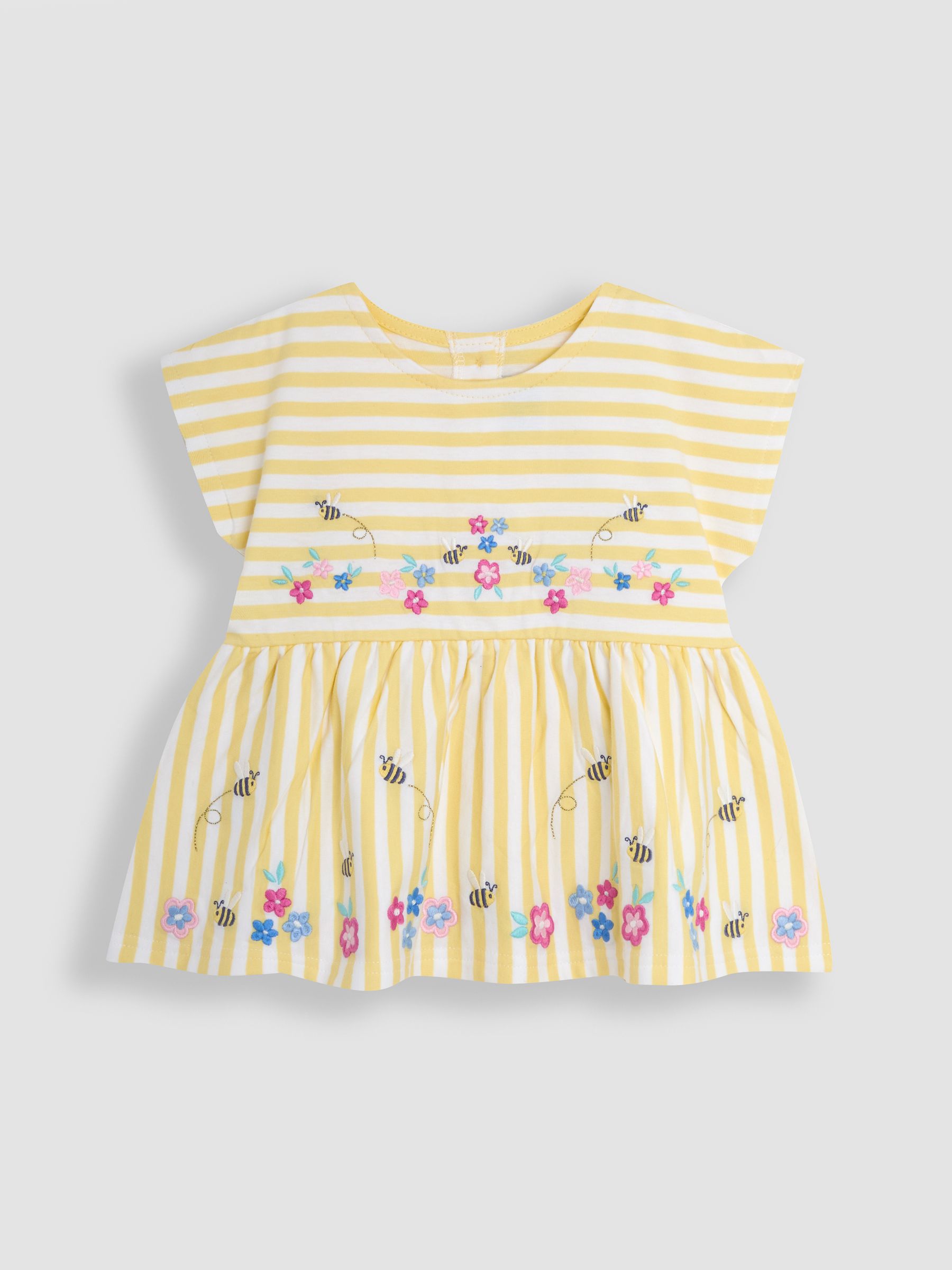 Yellow Bee & Flower Print Embroidered Gathered Waist T-Shirt & Shorts Set 2 Piece - Image 2 of 5