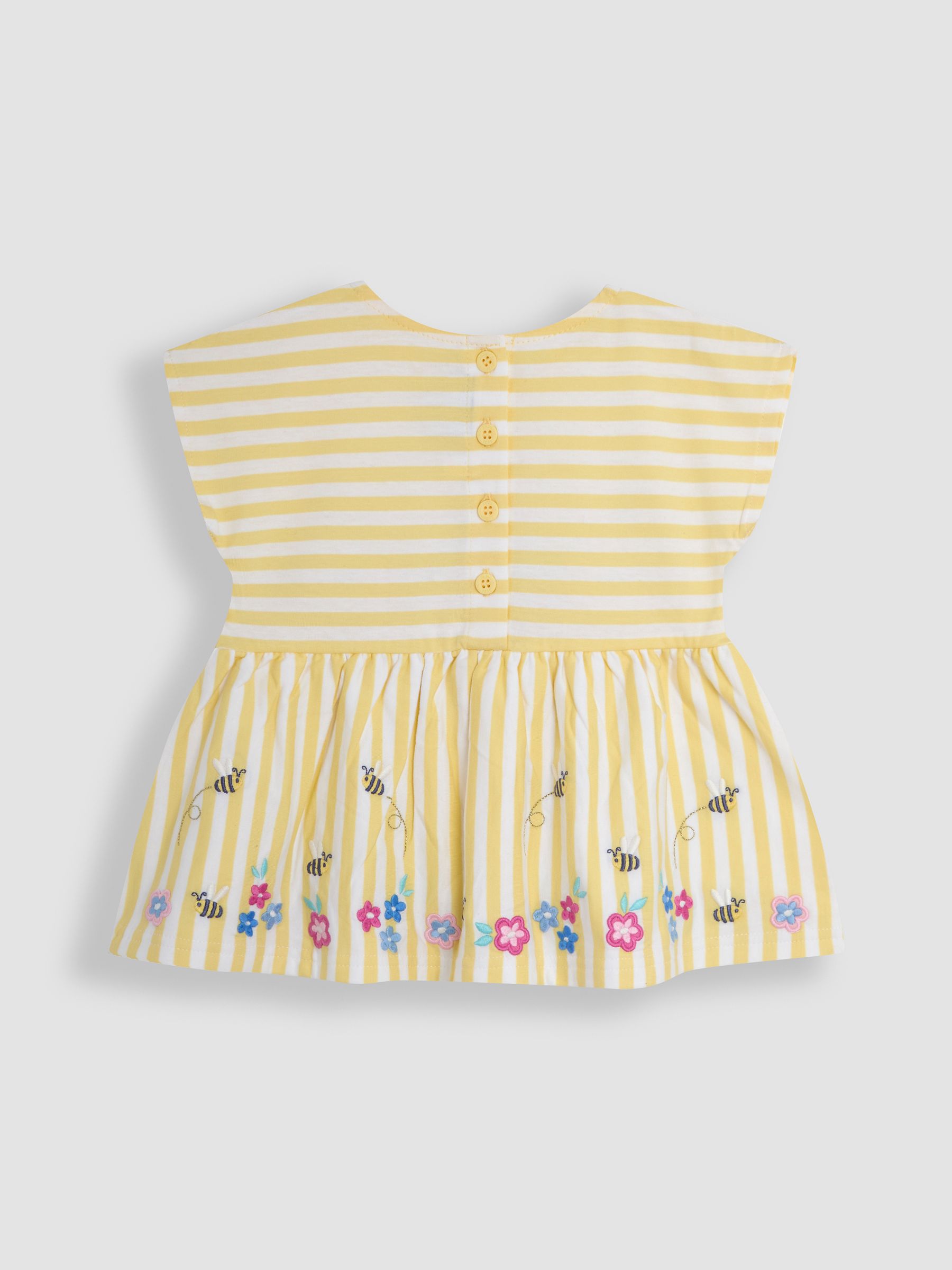 Yellow Bee & Flower Print Embroidered Gathered Waist T-Shirt & Shorts Set 2 Piece - Image 3 of 5