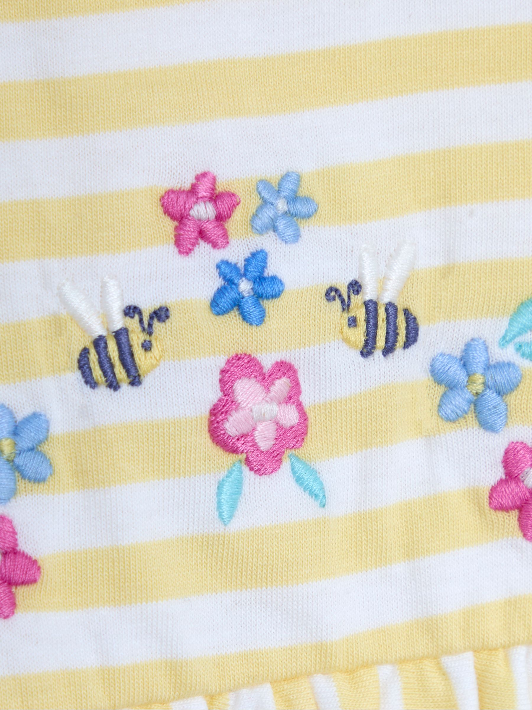 Yellow Bee & Flower Print Embroidered Gathered Waist T-Shirt & Shorts Set 2 Piece - Image 5 of 5