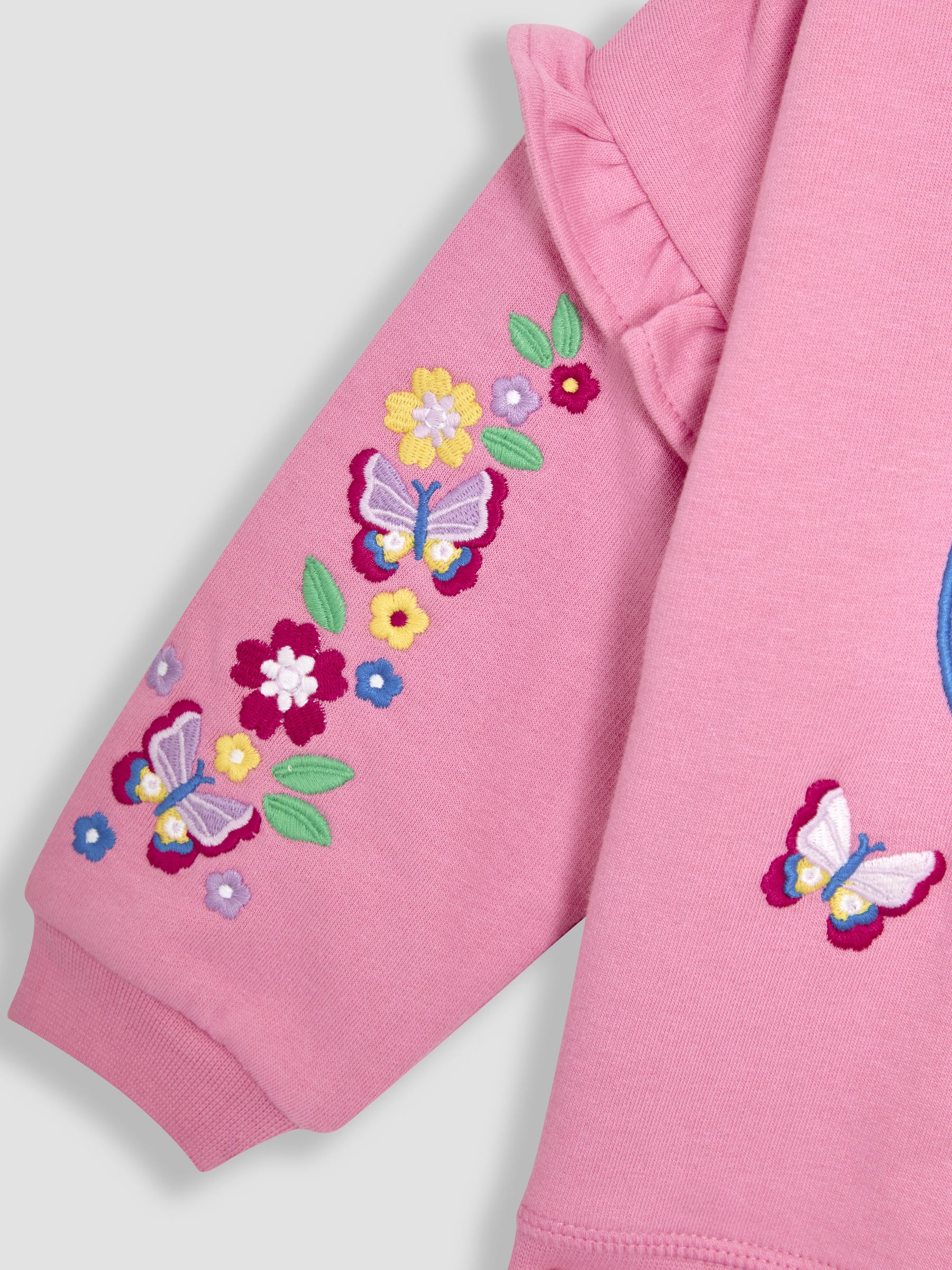 Fuchsia Pink Dinosaur 2-Piece Frill Appliqué Sweatshirt & Joggers Set - Image 7 of 8