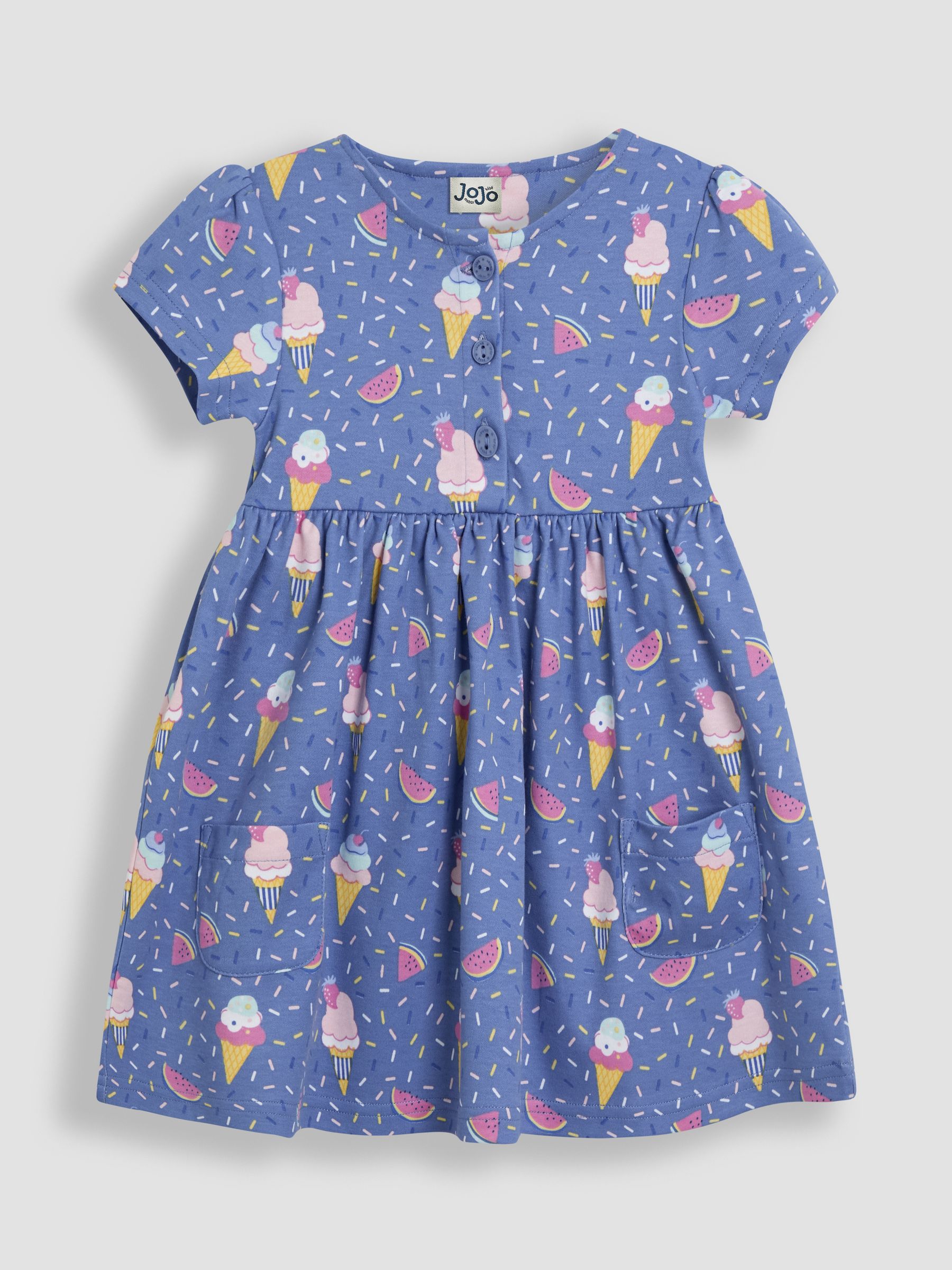 Cornflower Blue Ice Cream Button Front Dress - Image 1 of 4