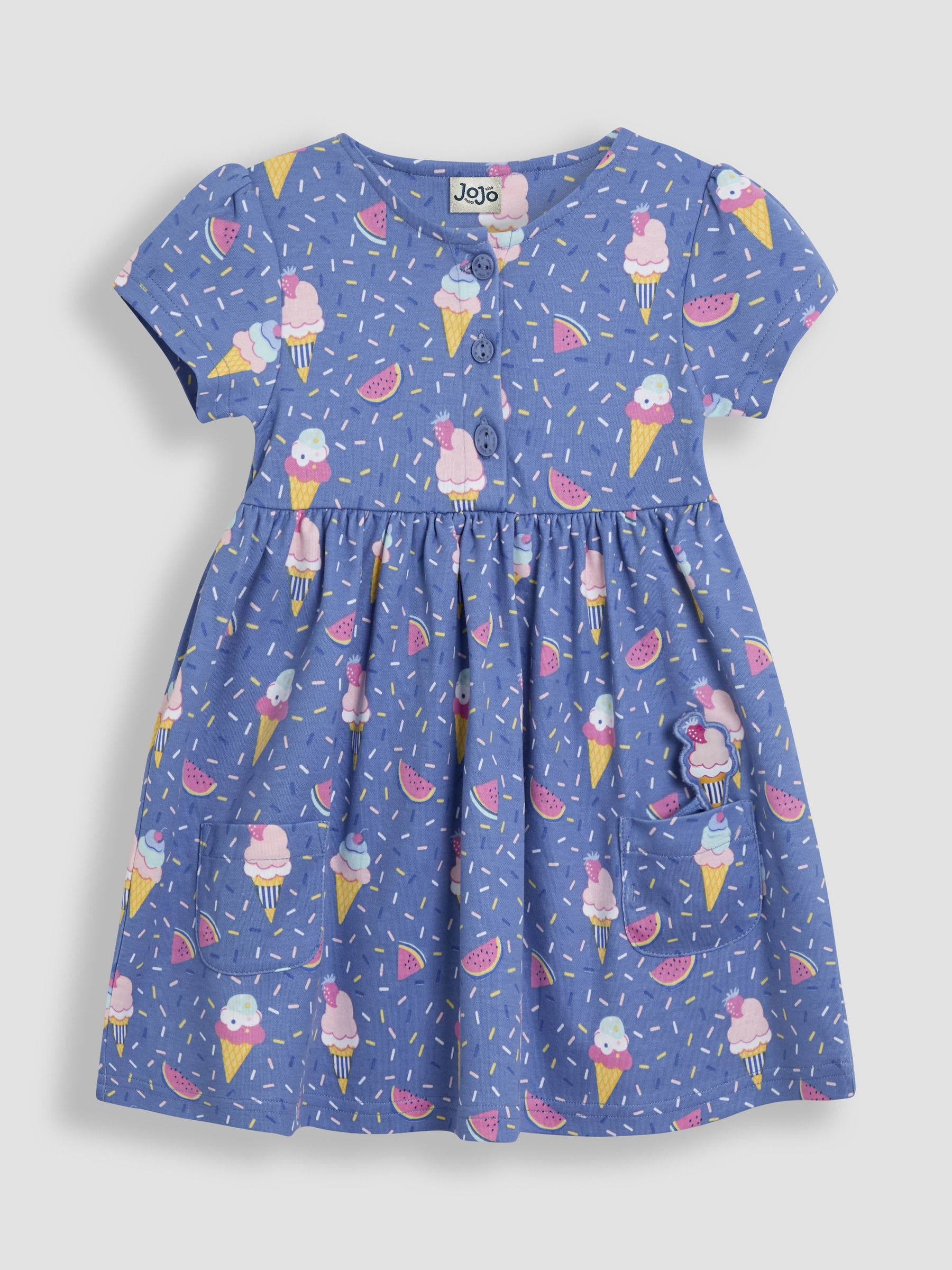 Cornflower Blue Ice Cream Button Front Dress - Image 2 of 4