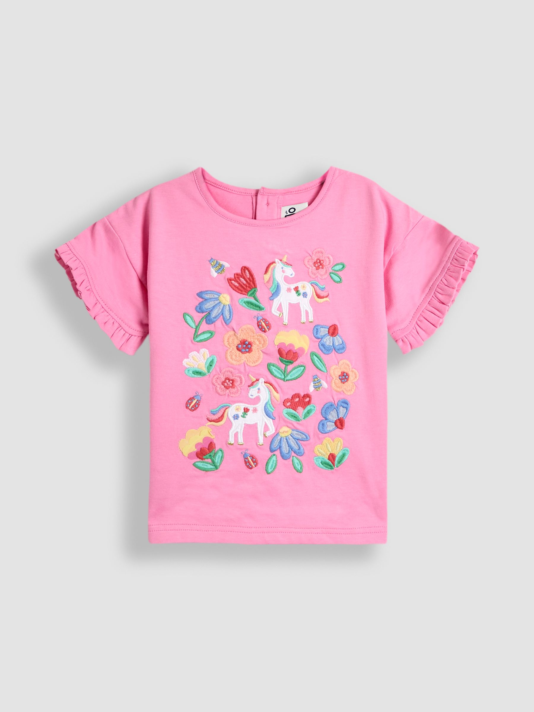Fucshia Pink Floral Appliqué Frill T-Shirt & Shorts Set 2 Piece - Image 2 of 6