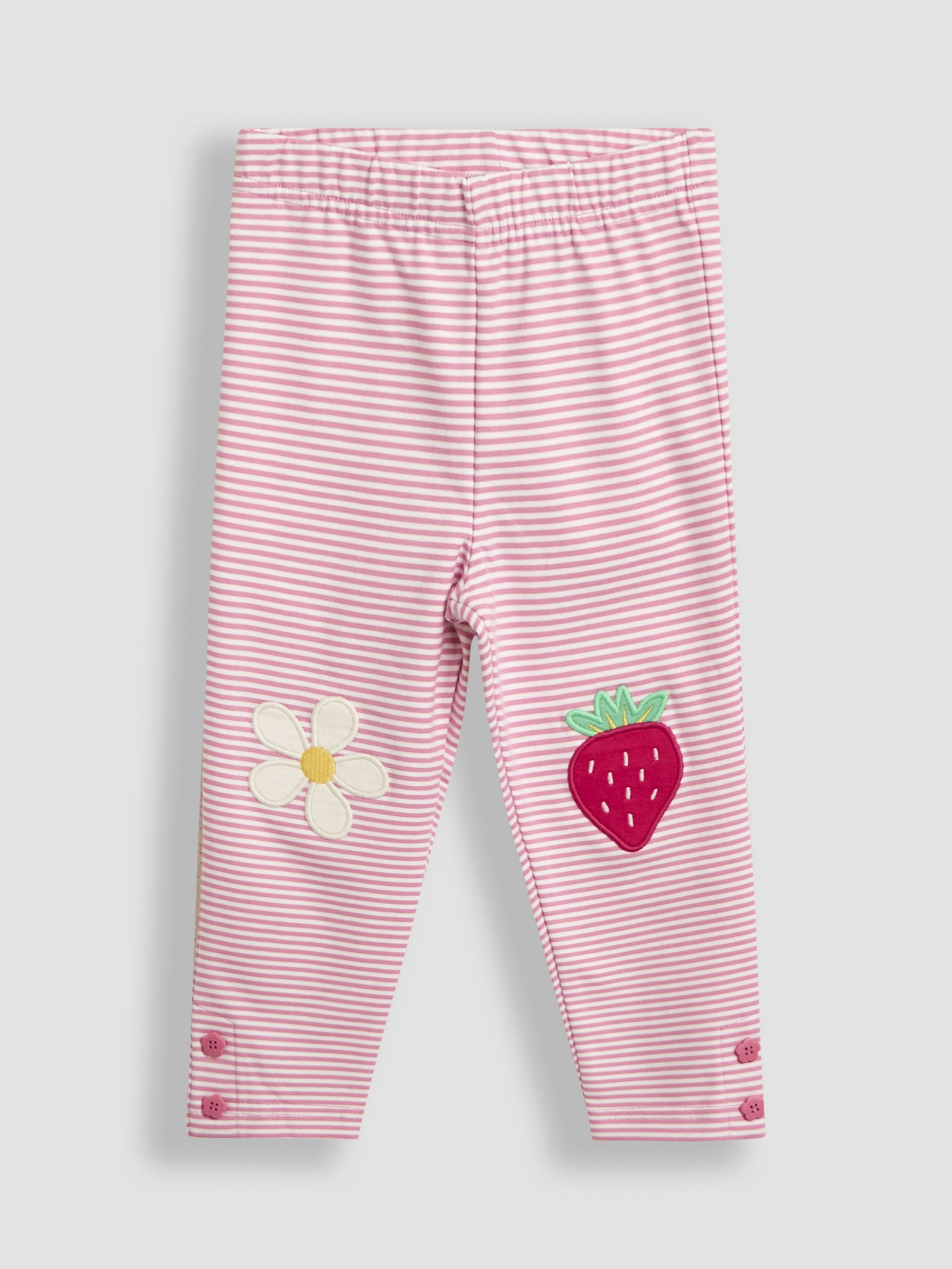Pink Strawberry & Daisy Appliqué Knee Leggings 2 Pack - Image 2 of 5