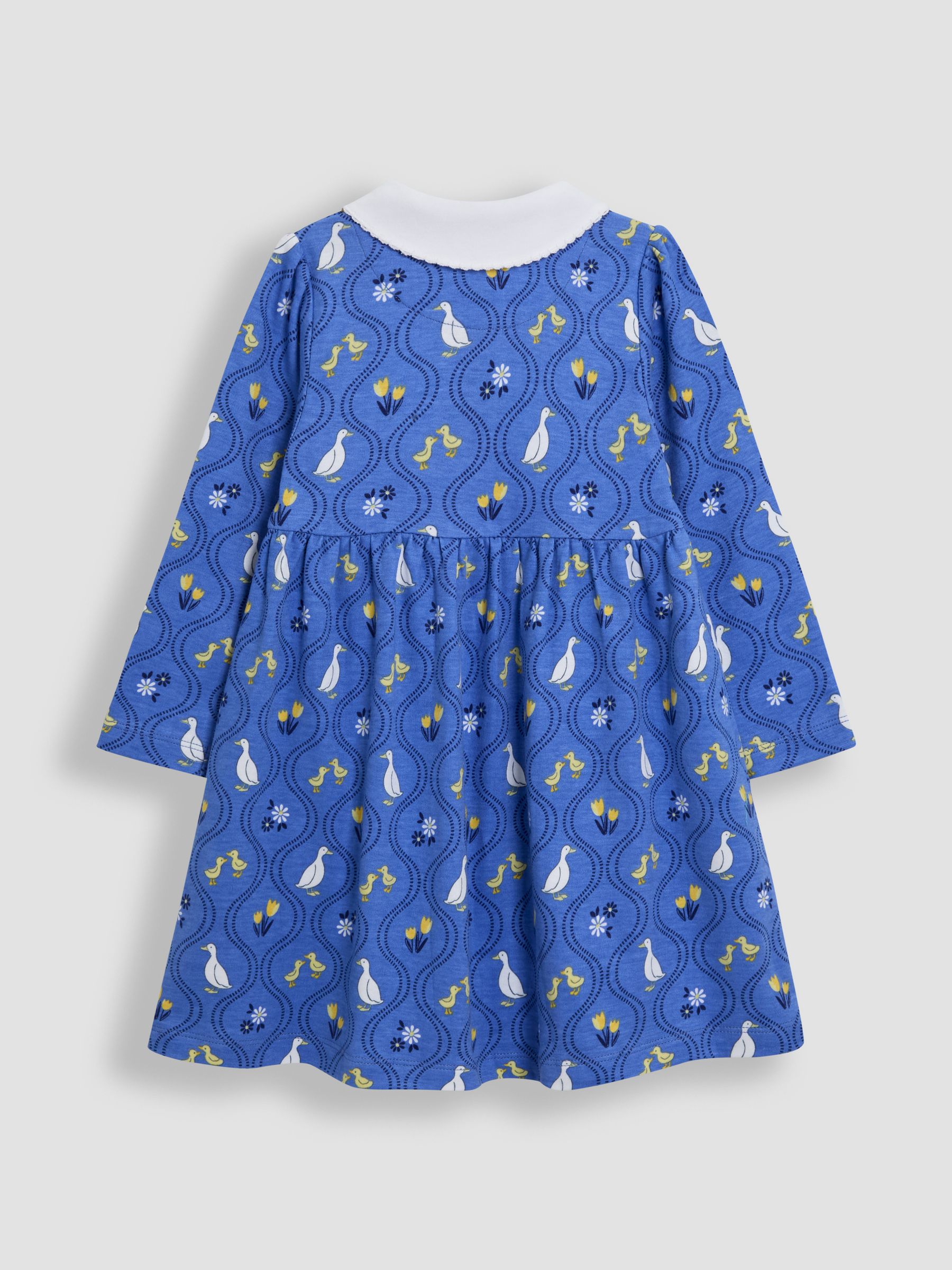 Blue Duck Floral 100% Cotton Peter Pan Collar Button Front Long Sleeve Dress - Image 3 of 4