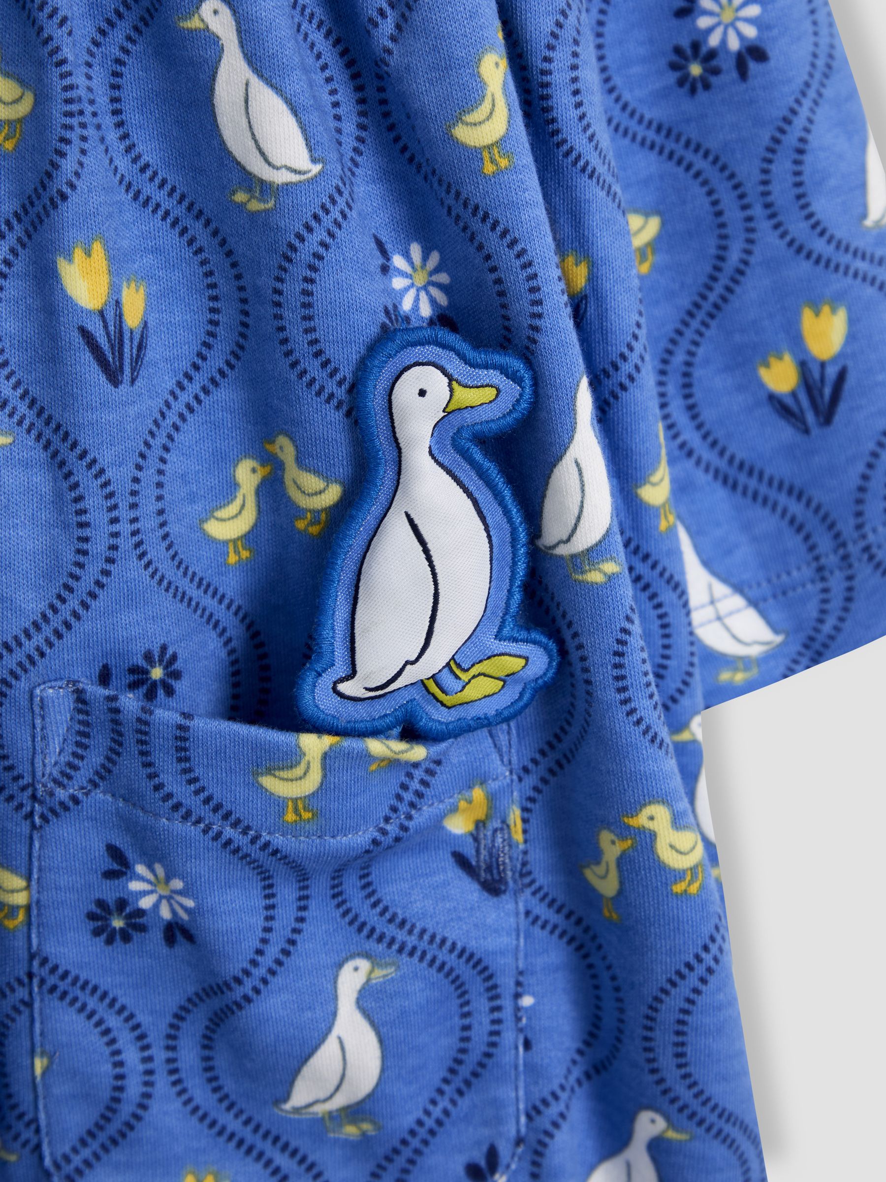 Blue Duck Floral 100% Cotton Peter Pan Collar Button Front Long Sleeve Dress - Image 4 of 4