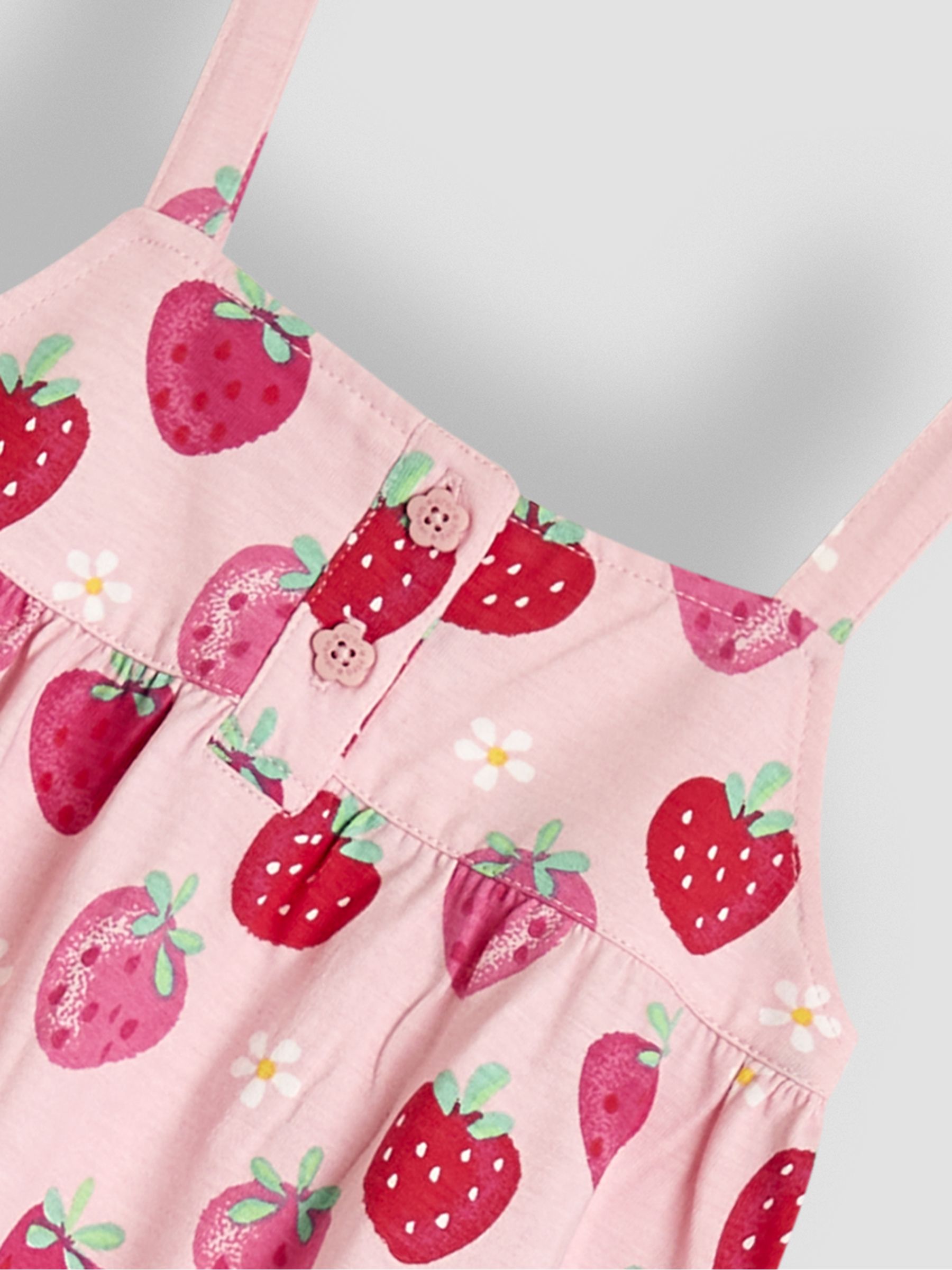 Pink Strawberry Button Front Jumpsuit - Image 3 of 3