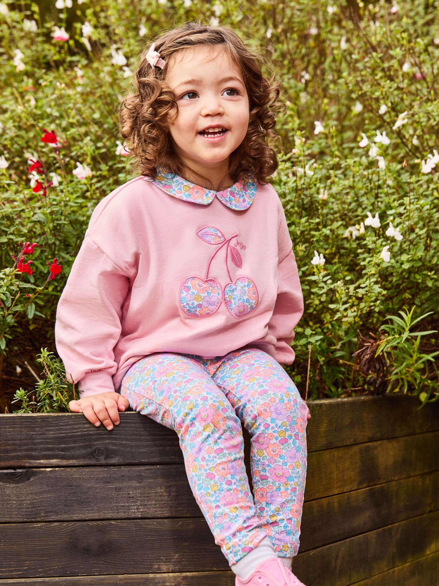 Pink Cherry 2-Piece Appliqué Sweatshirt & Leggings Set - Image 1 of 4