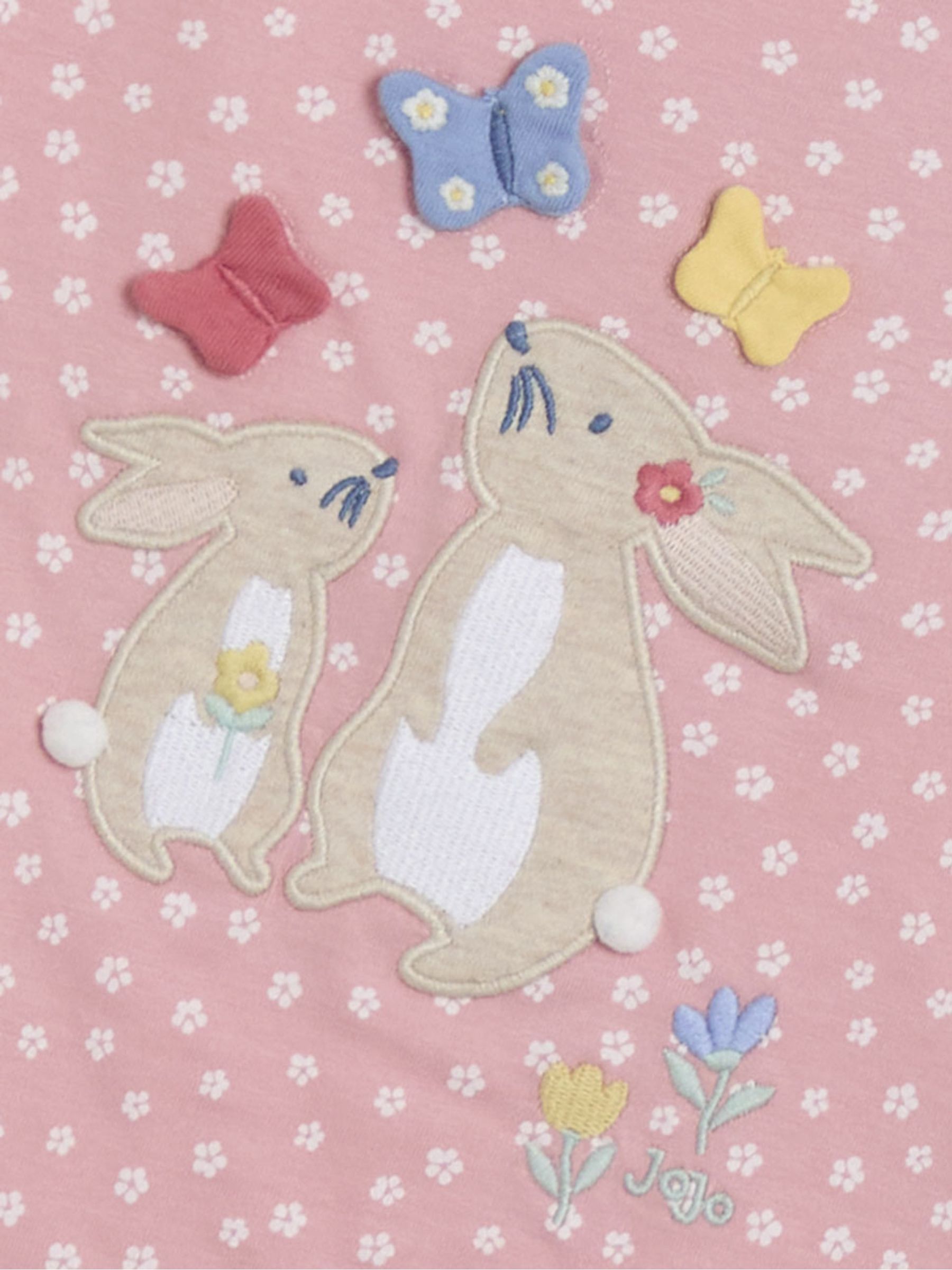 Pink Bunny Print Appliqué 100% Cotton T-Shirt - Image 3 of 3