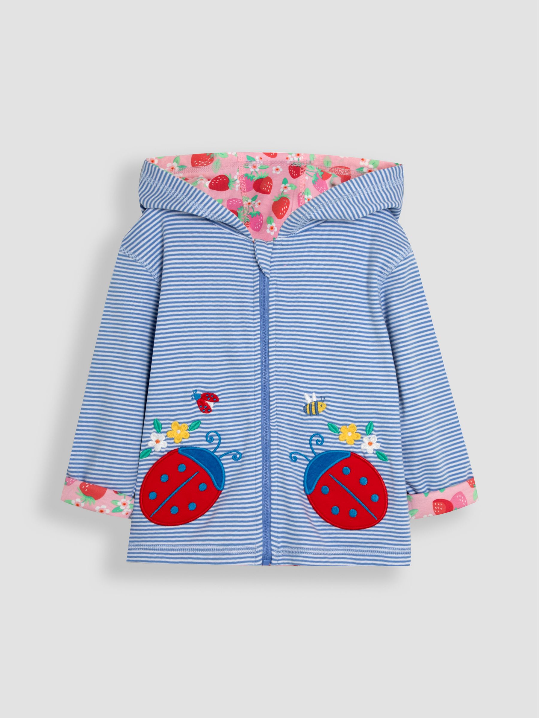 Cornflower Blue Ladybird Appliqué Reversible Hoodie - Image 2 of 9