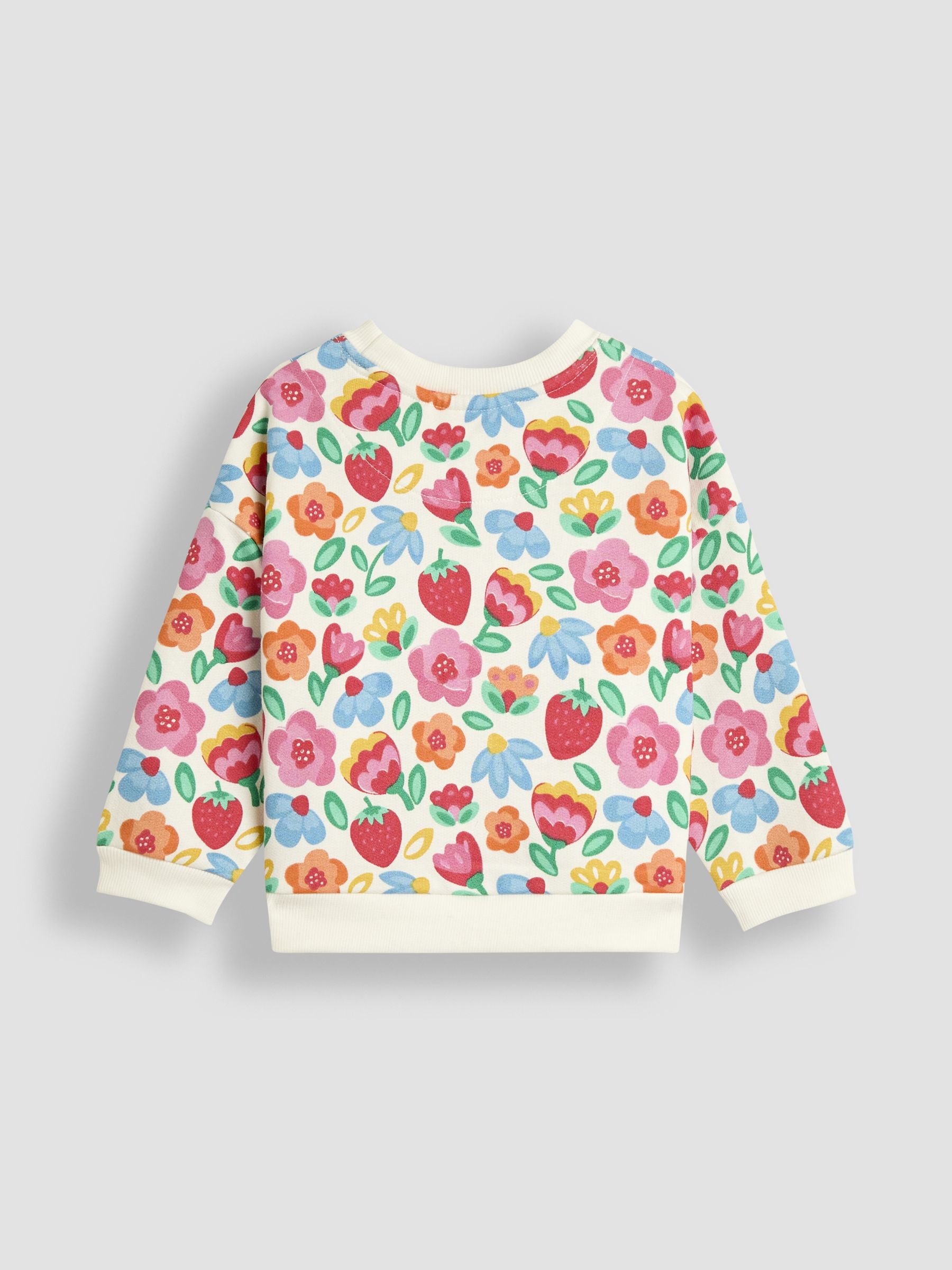 Cream Floral & Strawberry Printed Crew Neck Sweatshirt - Image 2 of 3