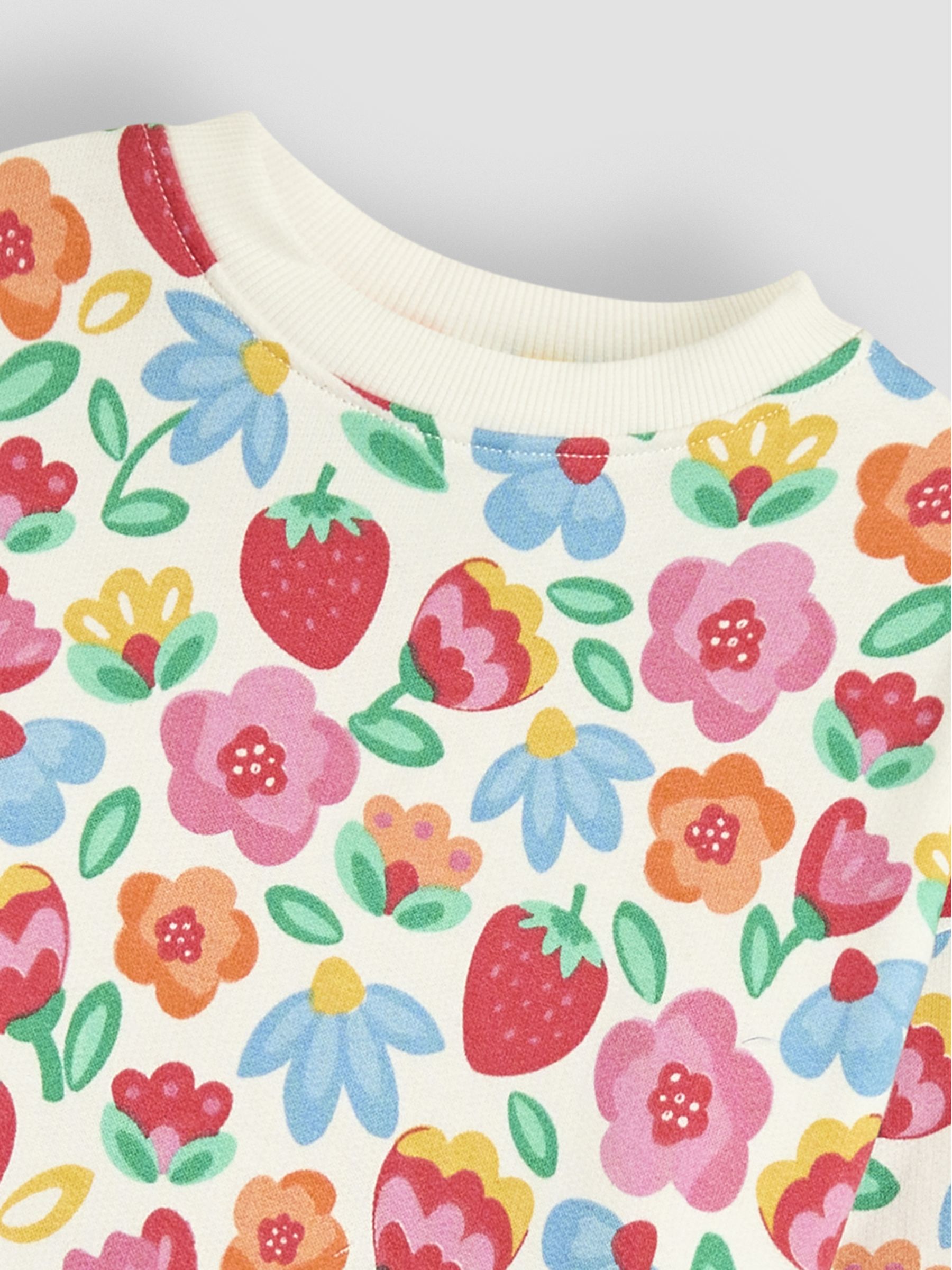 Cream Floral & Strawberry Printed Crew Neck Sweatshirt - Image 3 of 3