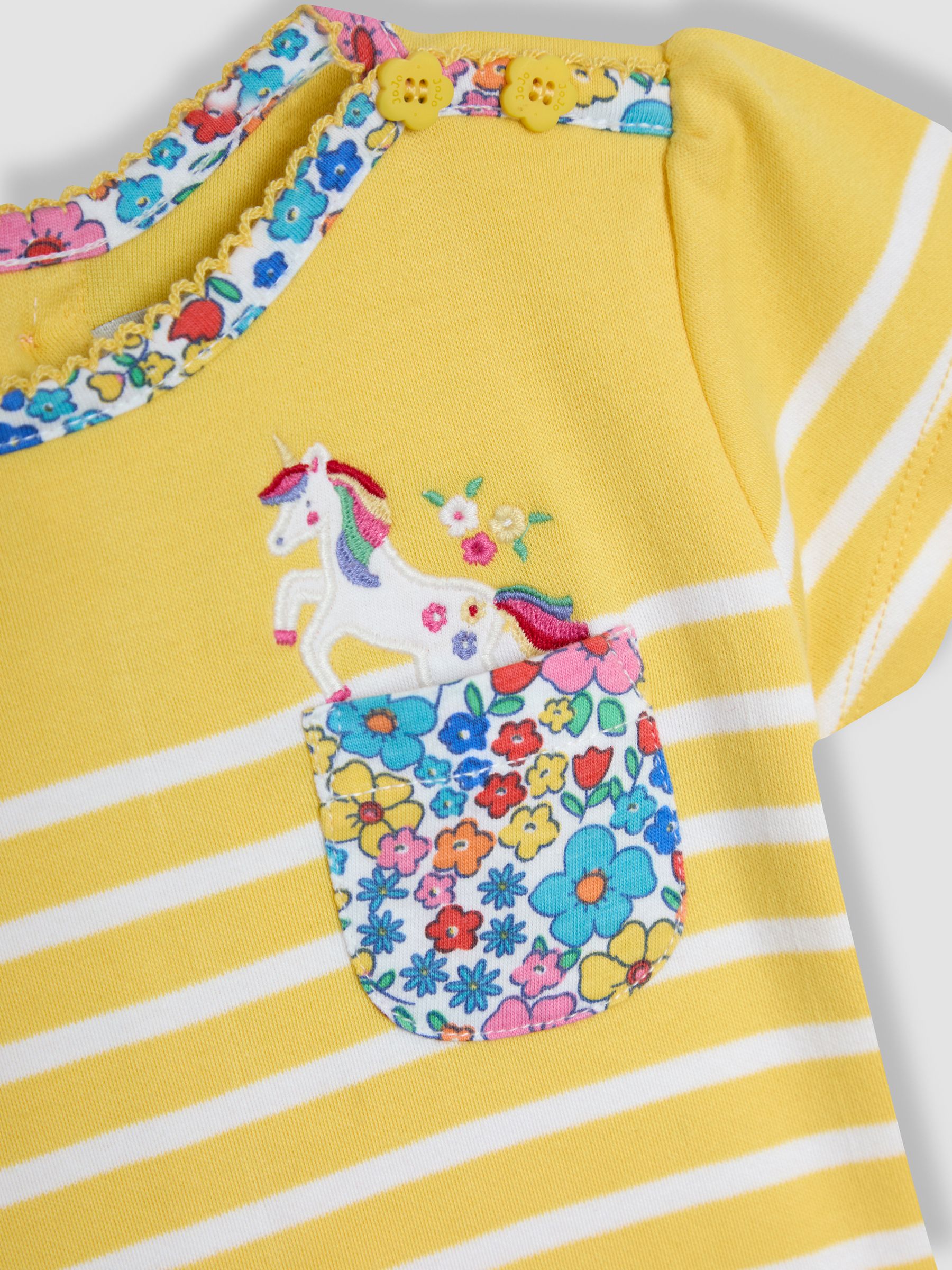Yellow Unicorn Appliqué Pocket Breton T-Shirt - Image 3 of 3