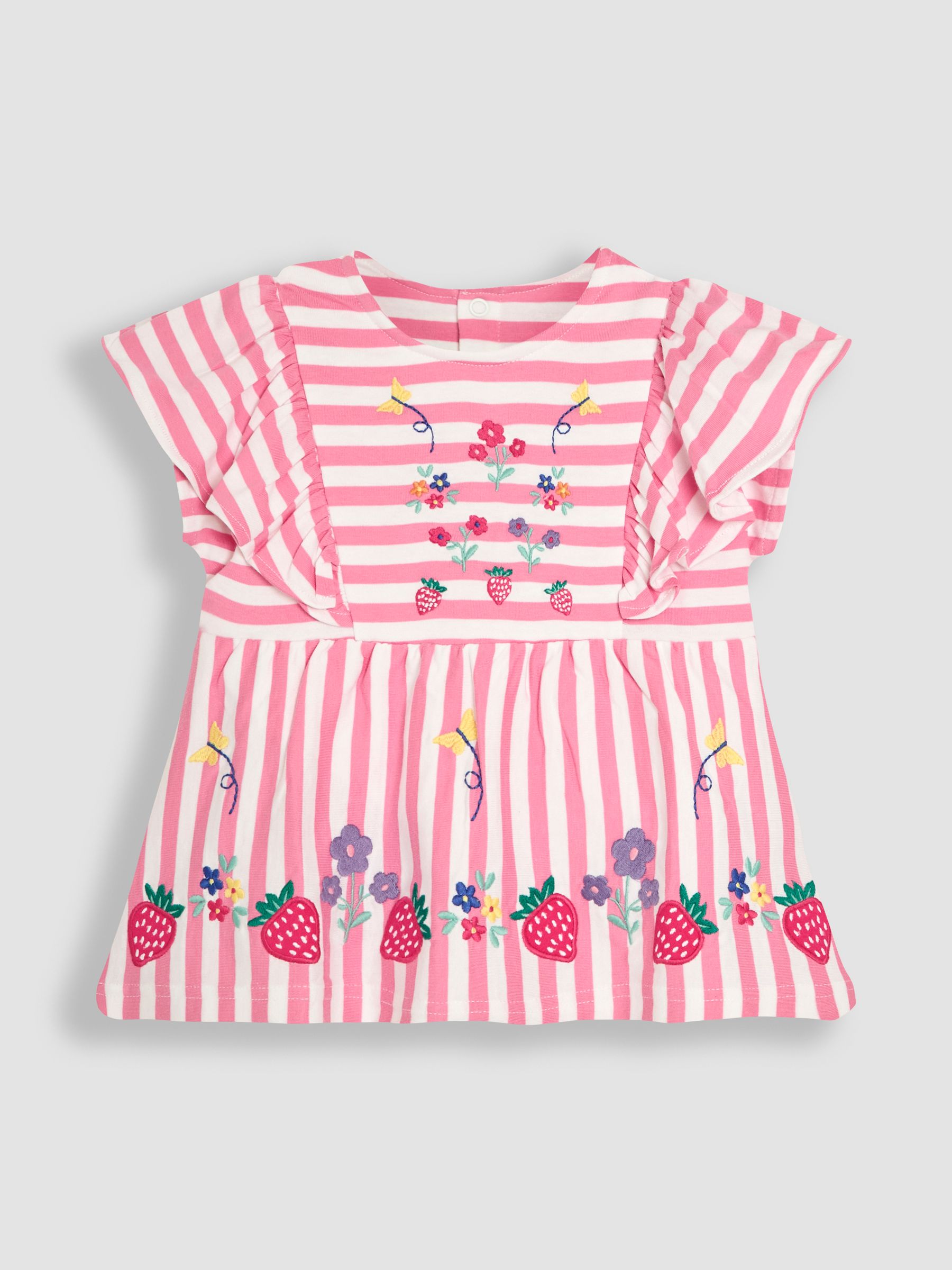 Raspberry Pink 2-Piece Floral Appliqué Ruffle Front T-Shirt & Shorts Set - Image 2 of 5