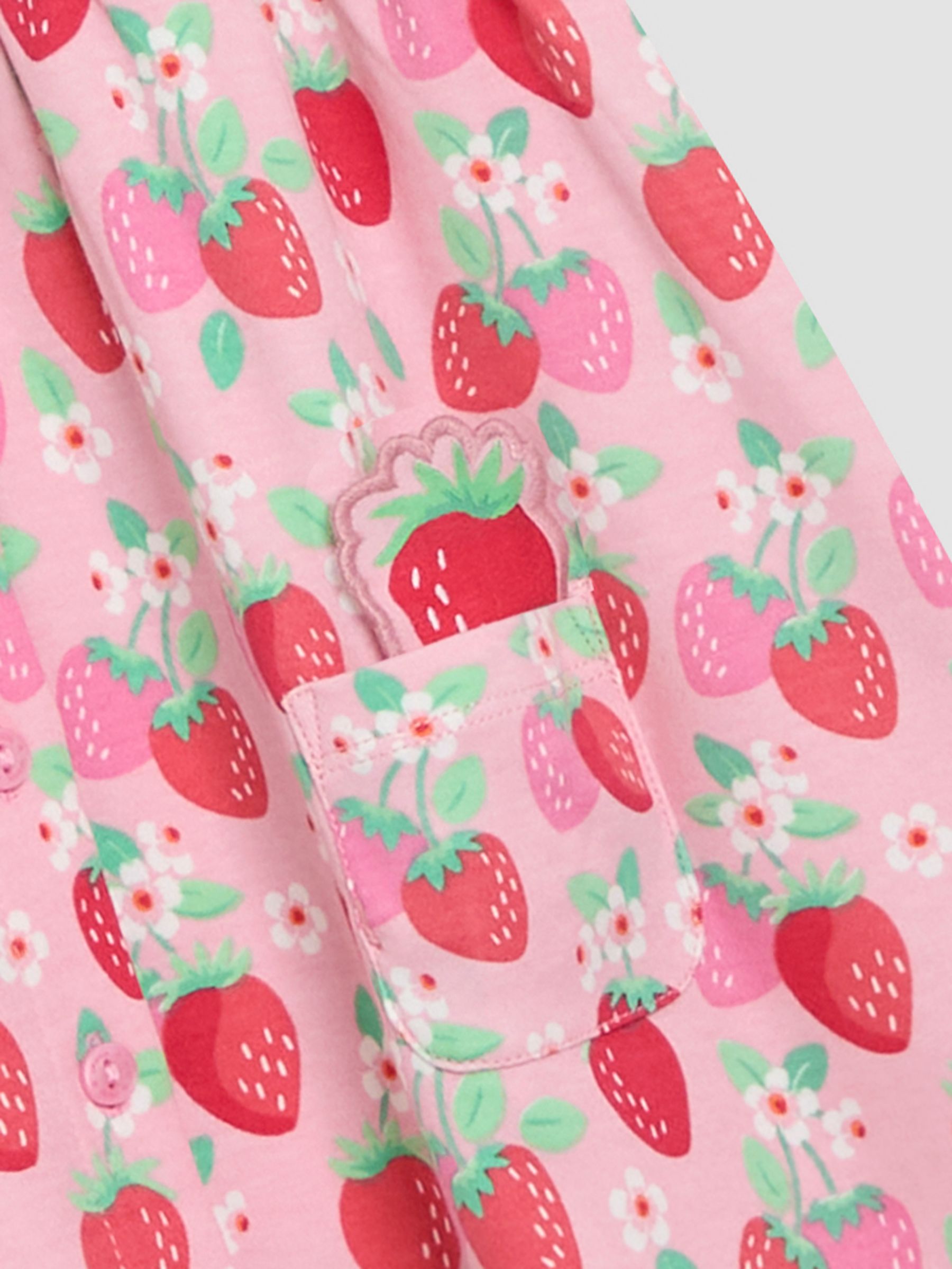 Pink Strawberry Floral Peter Pan Collar Button Front Dress - Image 4 of 4