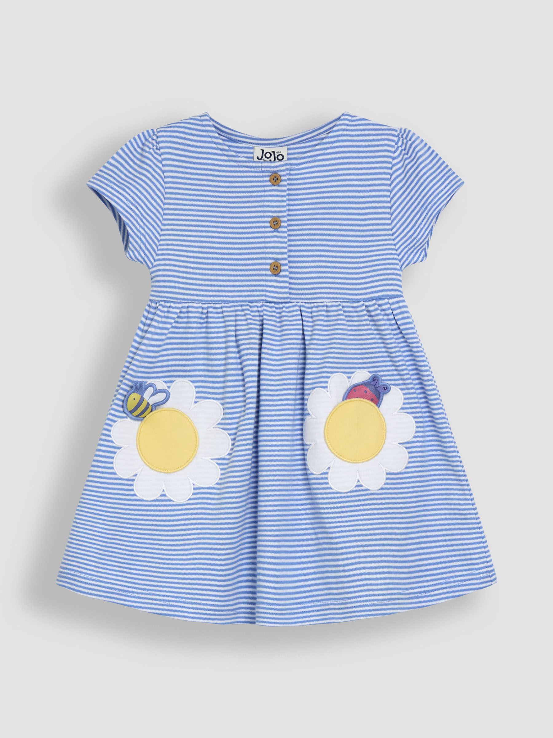 Blue Daisy Pocket Appliqué Button Front Dress - Image 1 of 3