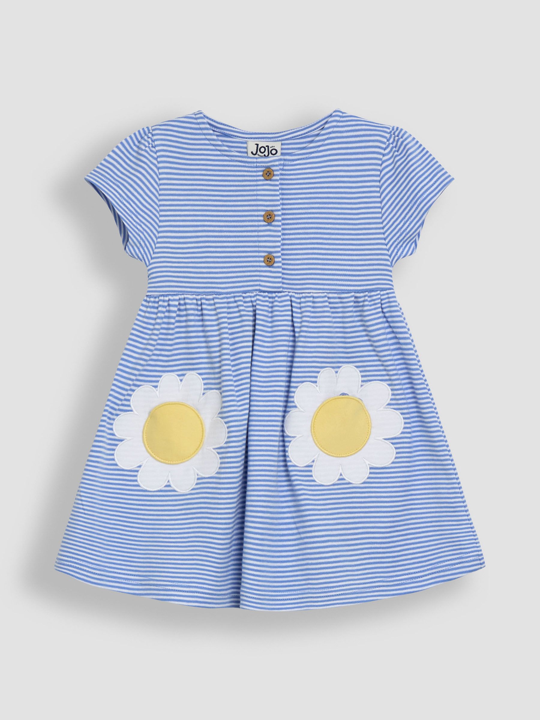 Blue Daisy Pocket Appliqué Button Front Dress - Image 2 of 3