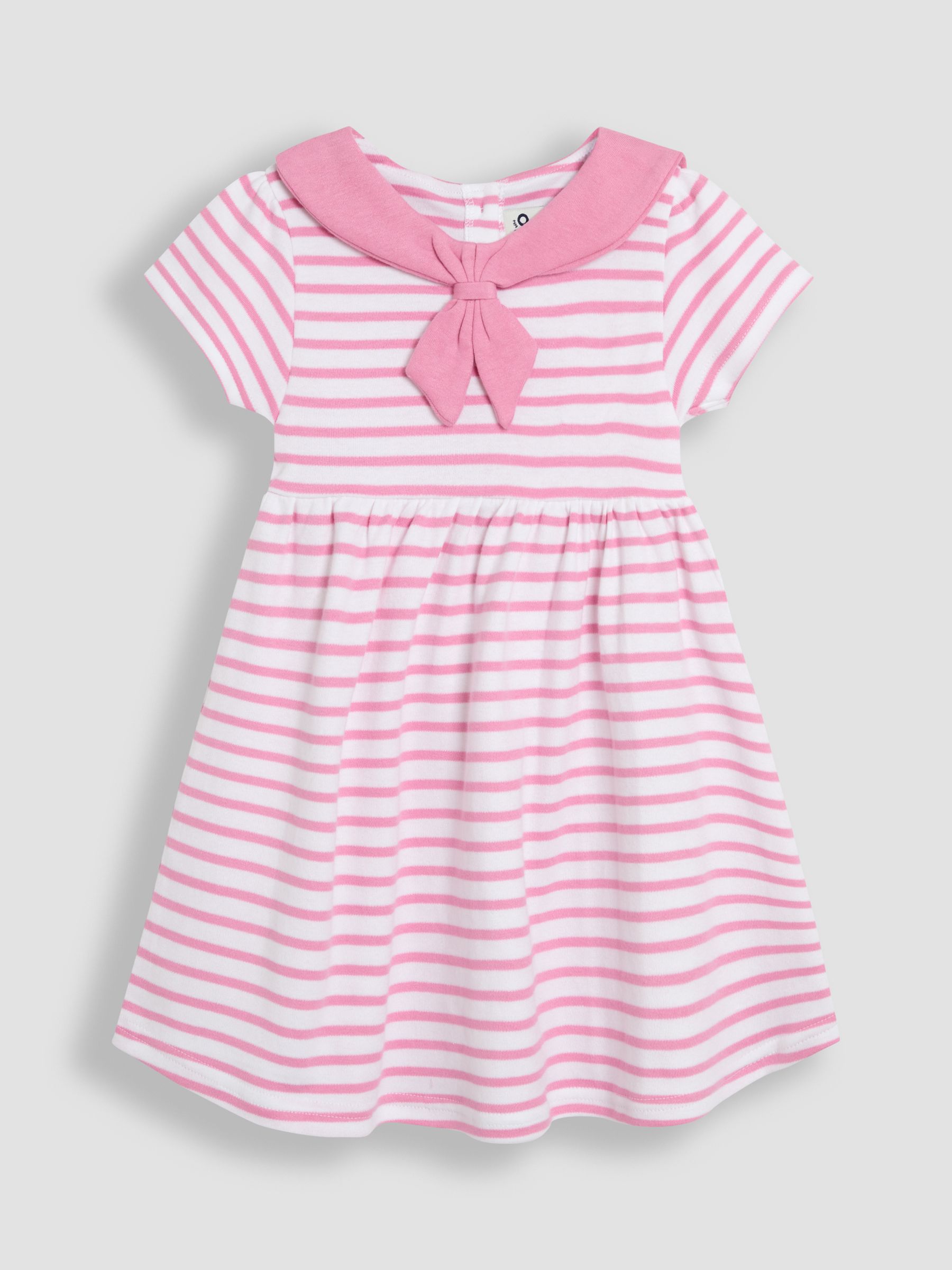 Pink Stripe Short Sleeve Sailor 100% Cotton Dress - Image 1 of 3