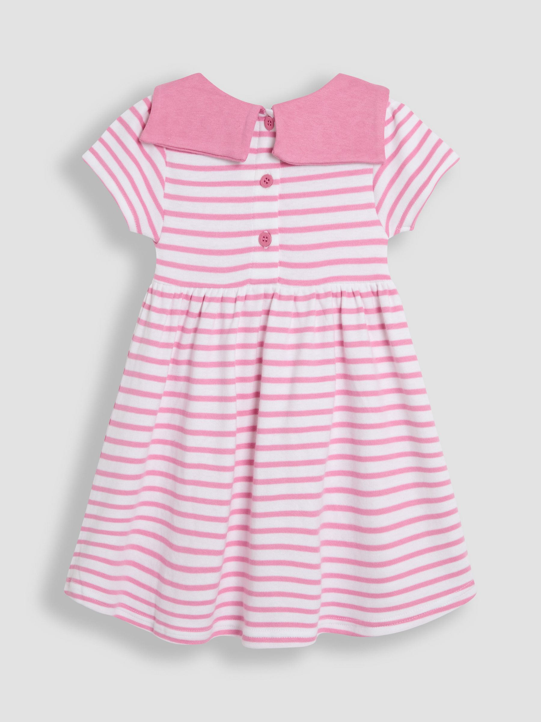 Pink Stripe Short Sleeve Sailor 100% Cotton Dress - Image 2 of 3