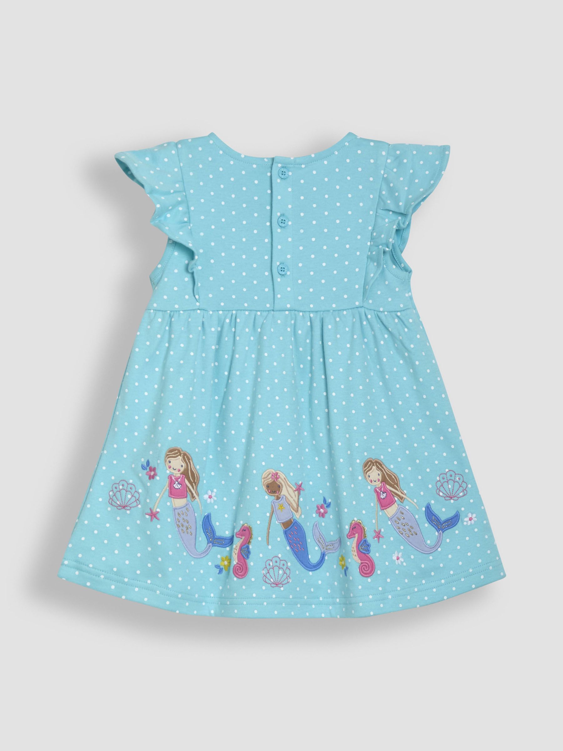 Aqua Blue Mermaid Appliqu Summer Dress | JoJo Maman Bb USA Aqua Blue Mermaid Appliqu Summer Dress | JoJo Maman Bb USA