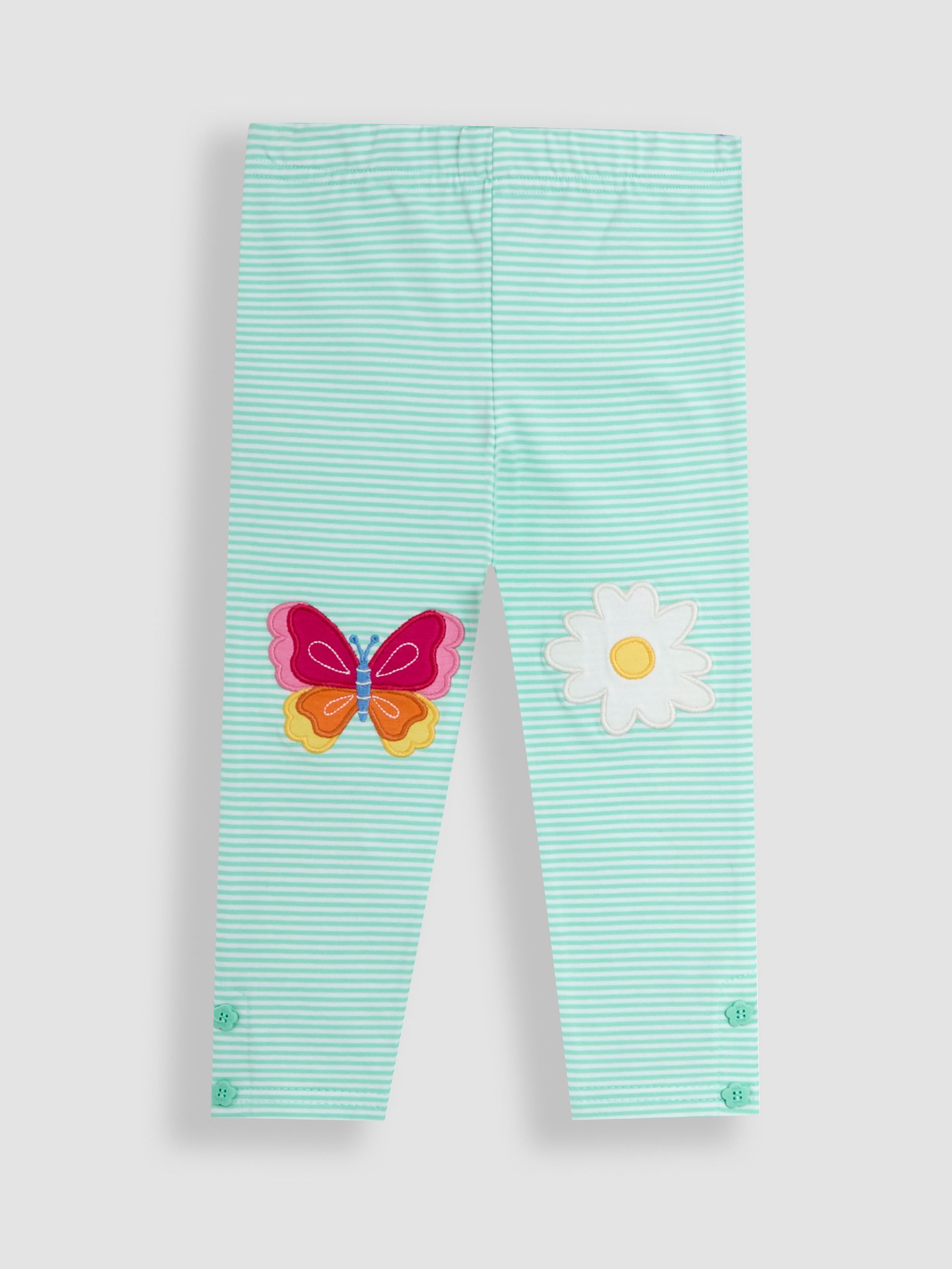 Green Butterfly & Daisy Appliqué Knee Leggings 2 Pack - Image 2 of 6