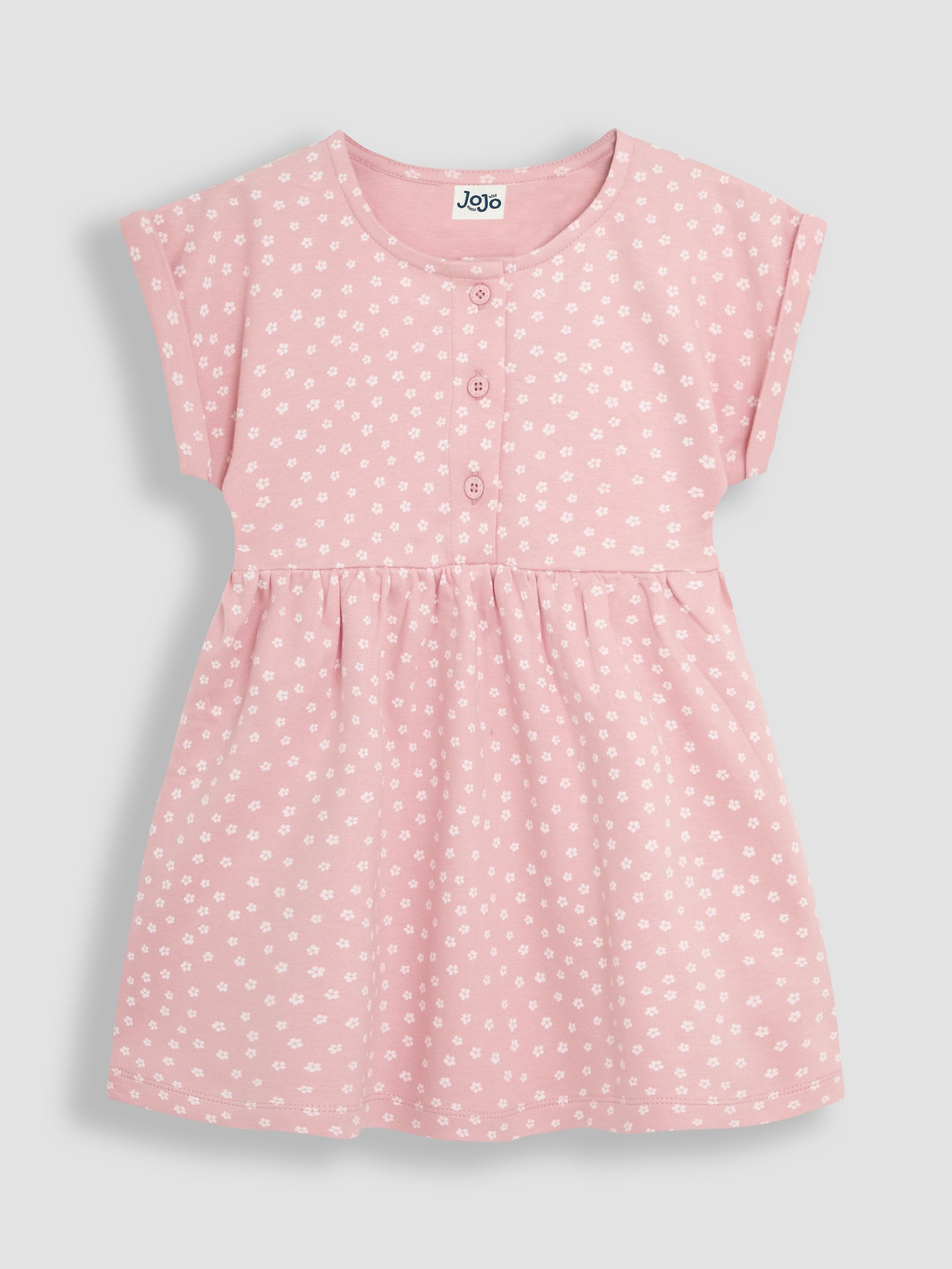 Pink Spot Button Front 100% Cotton Dress - Image 1 of 3
