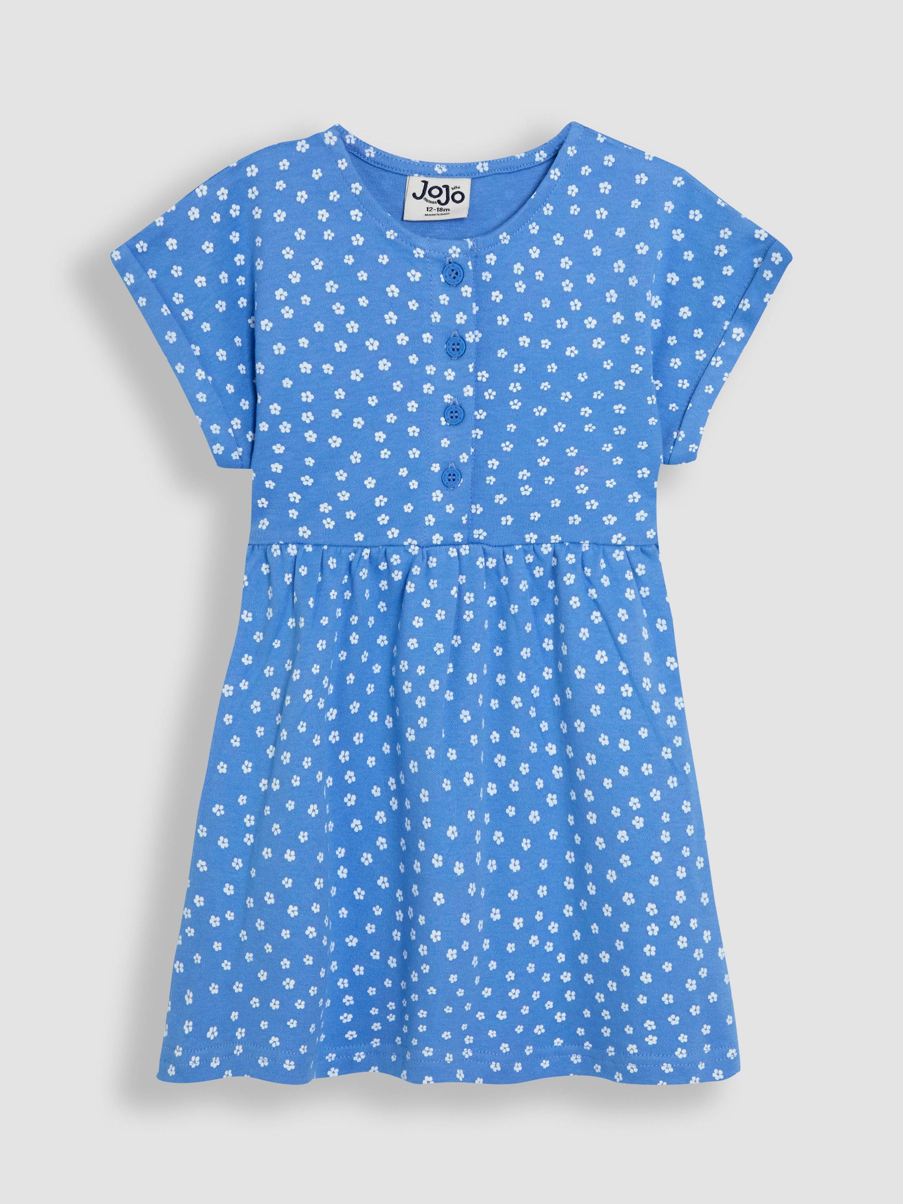Blue Spot Button Front 100% Cotton Dress - Image 1 of 3