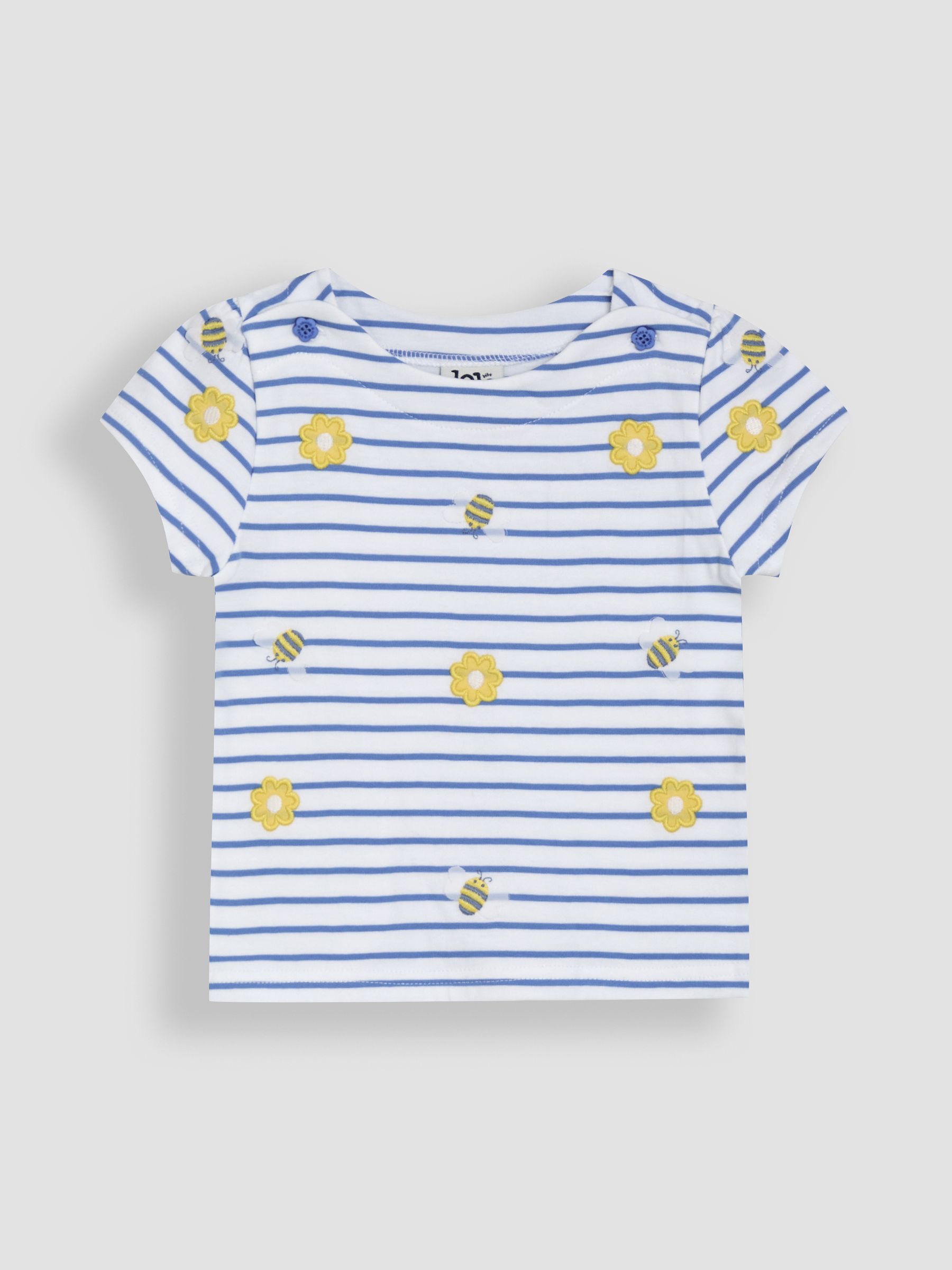 Blue Flower & Bee Embroidered T-Shirt - Image 1 of 4