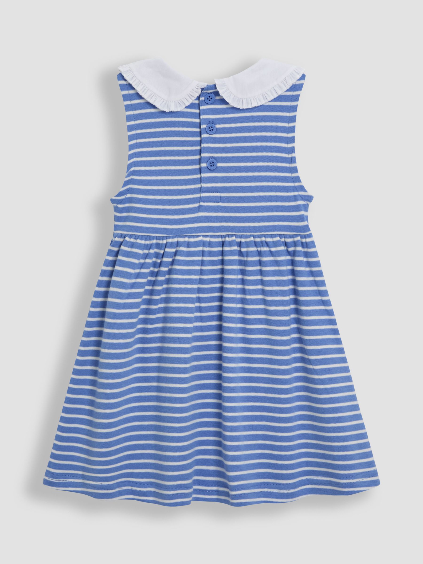 Blue Stripe Classic Peter Pan Sleeveless 100% Cotton Dress - Image 2 of 3