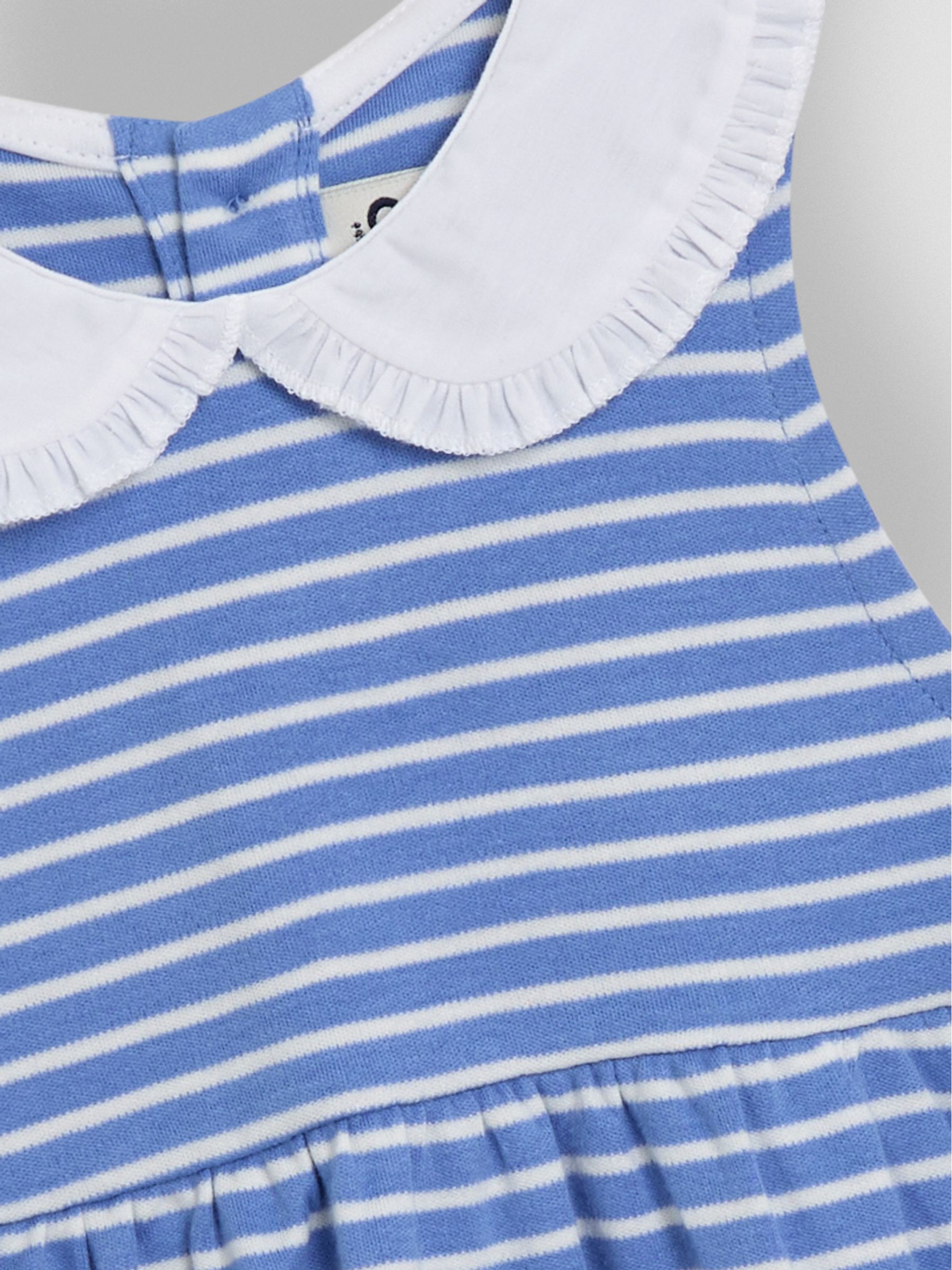 Blue Stripe Classic Peter Pan Sleeveless 100% Cotton Dress - Image 3 of 3