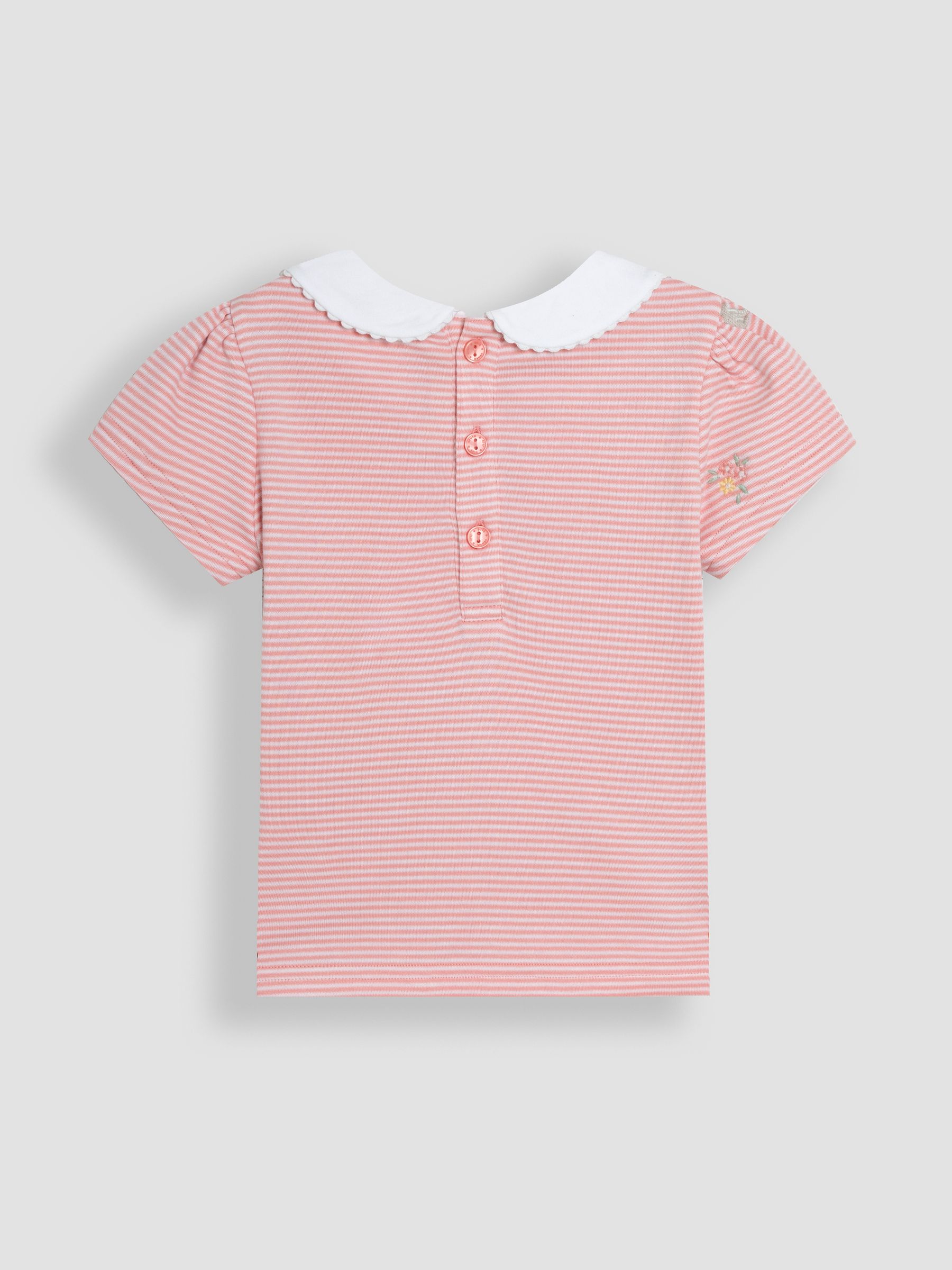 Pink Bunny Floral Embroidered Peter Pan Collar T-Shirt - Image 2 of 3
