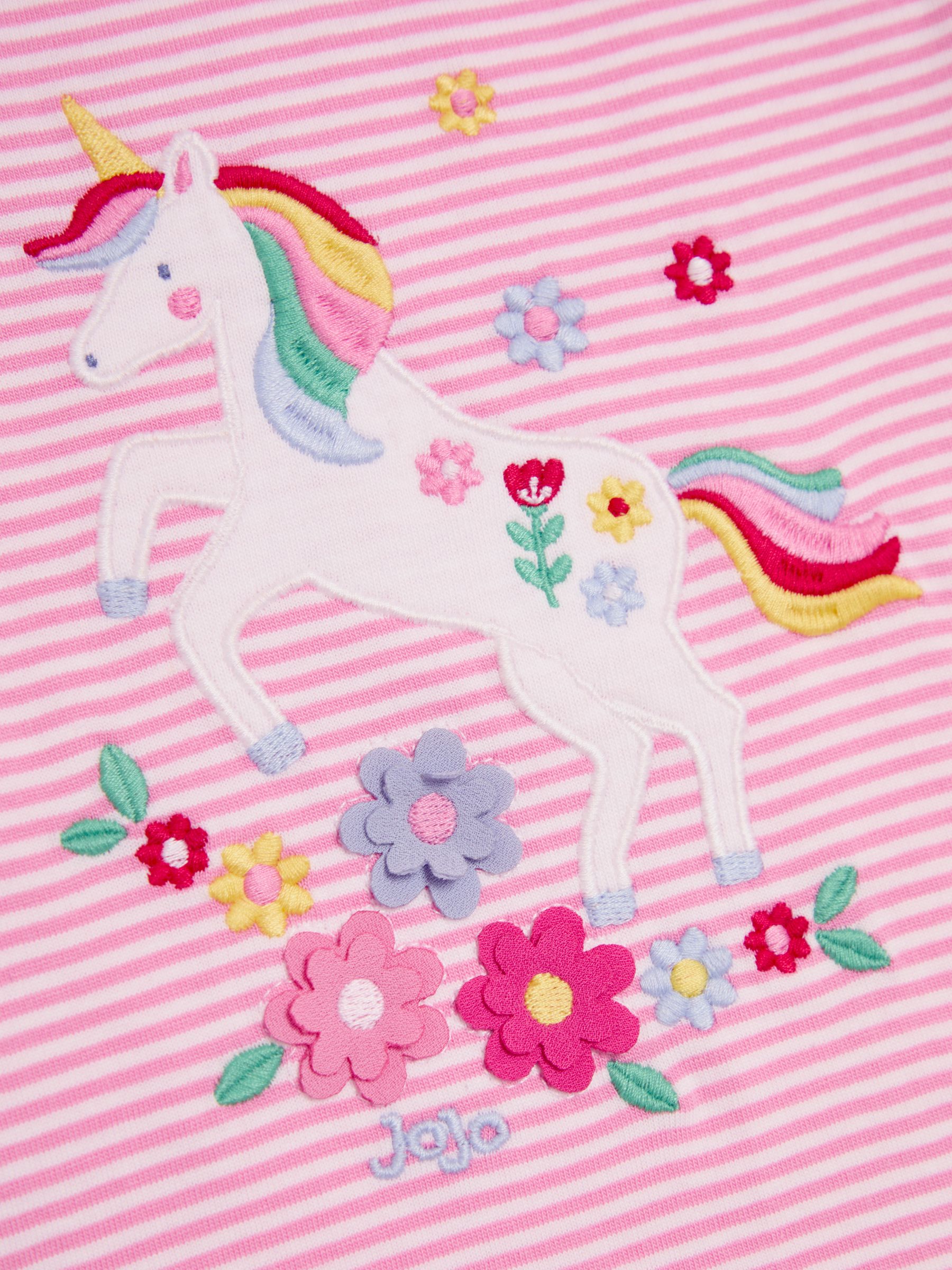 Fuchsia Pink Unicorn Appliqué Frill Shoulder T-Shirt - Image 4 of 4